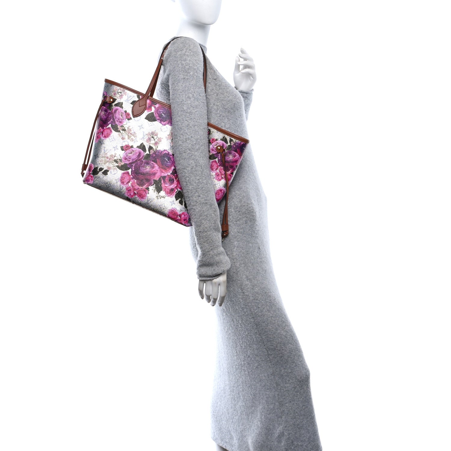 Metallic Monogram LV Garden Neverfull MM Silver