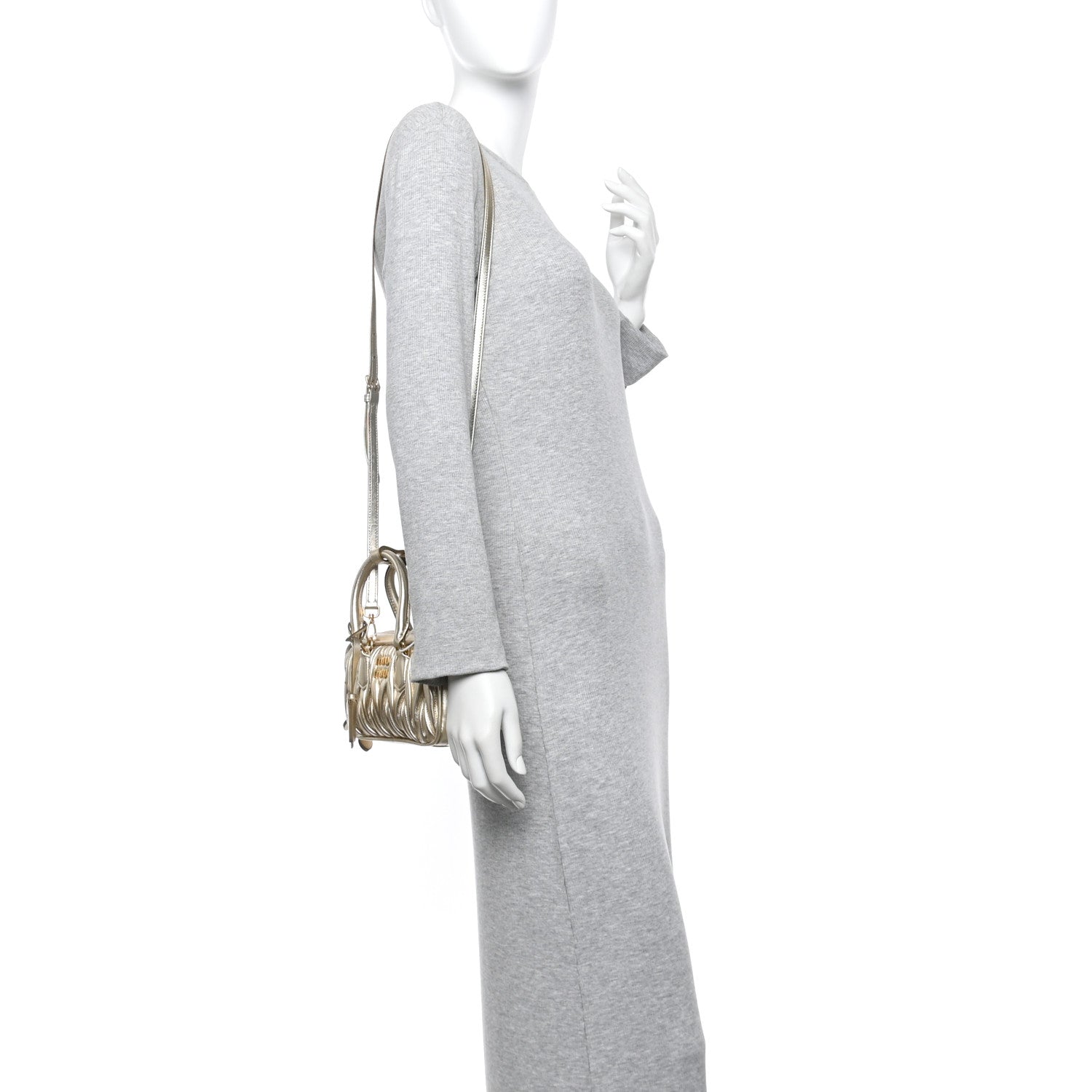 Metallic Nappa Matelasse Mini Arcadie Top Handle Bag Pirite