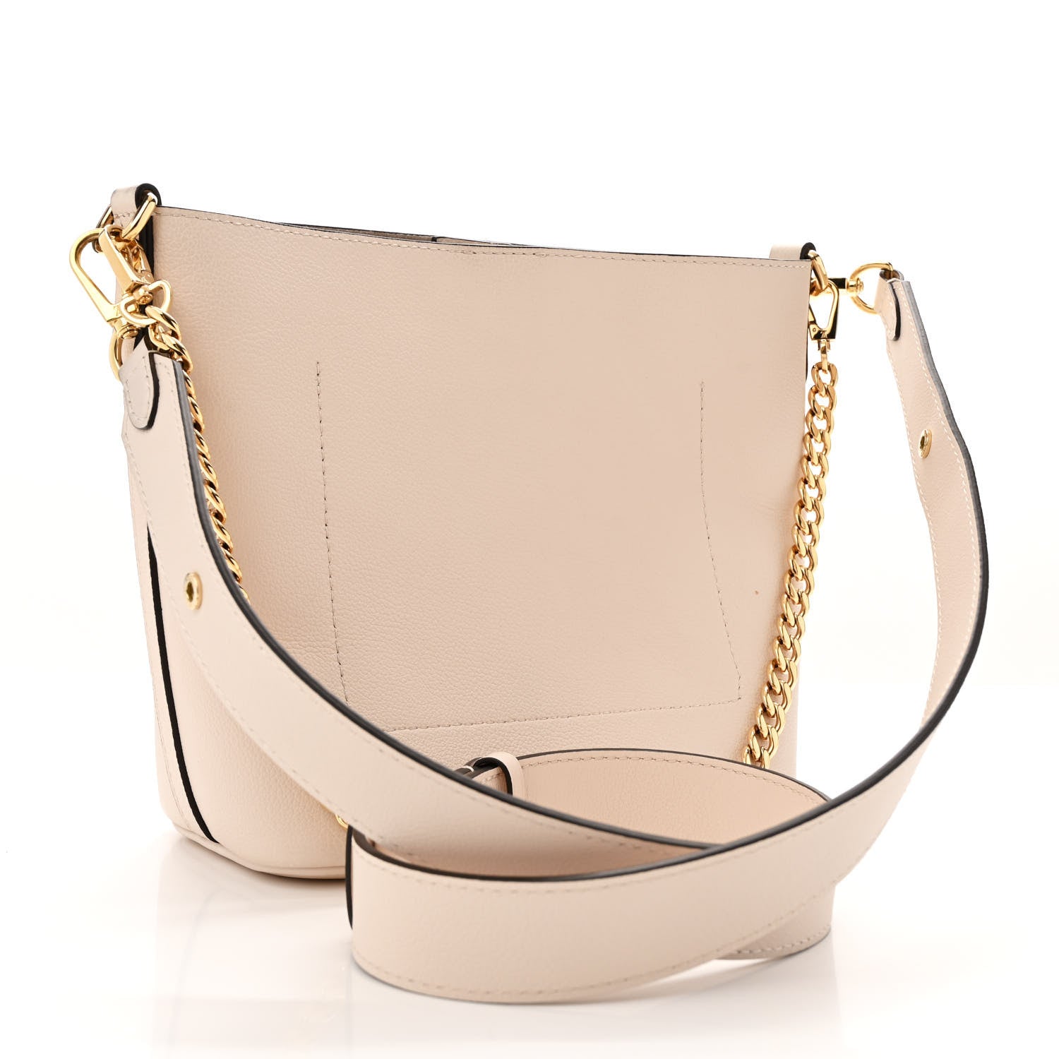 Grained Calfskin Lock and Walk Bucket Quartz