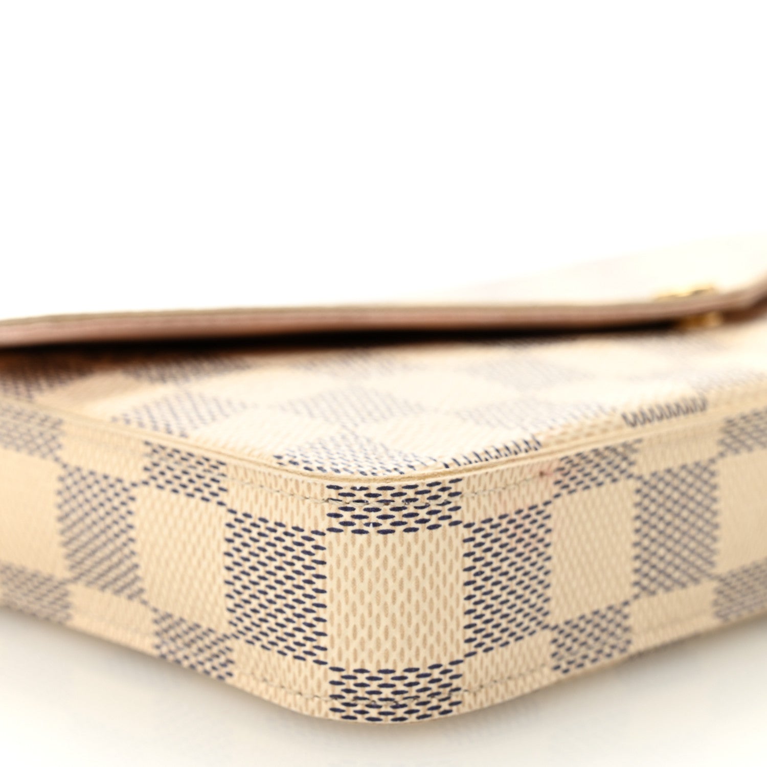 Damier Azur Pochette Felicie Chain Wallet Rose Ballerine