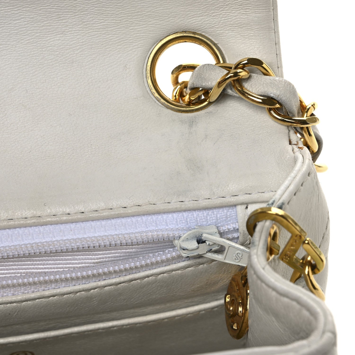 Lambskin Quilted Mini Square Flap White