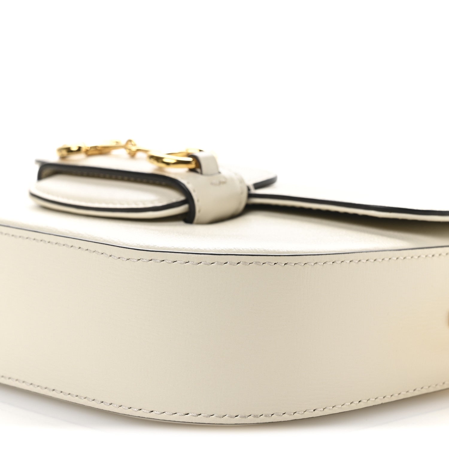 Azalea Calfskin Web Mini Horsebit 1955 Shoulder Bag Mystic White