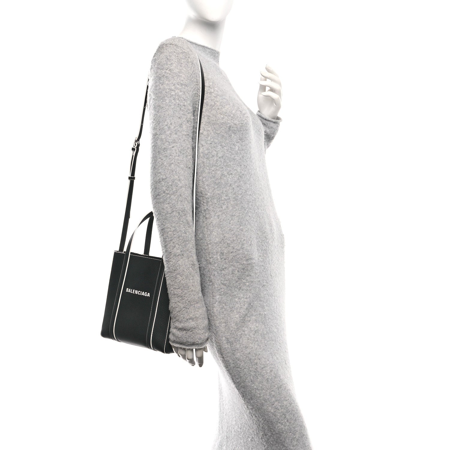 Smooth Calfskin Logo Double Sided XXS Everyday Tote Black White