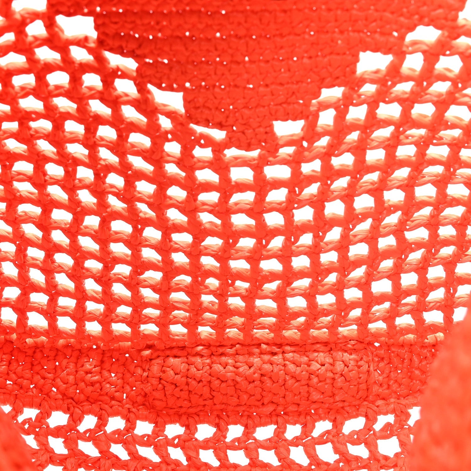 Yarn Raffia Effect Crochet Logo Embroidered Tote Bag Arancio