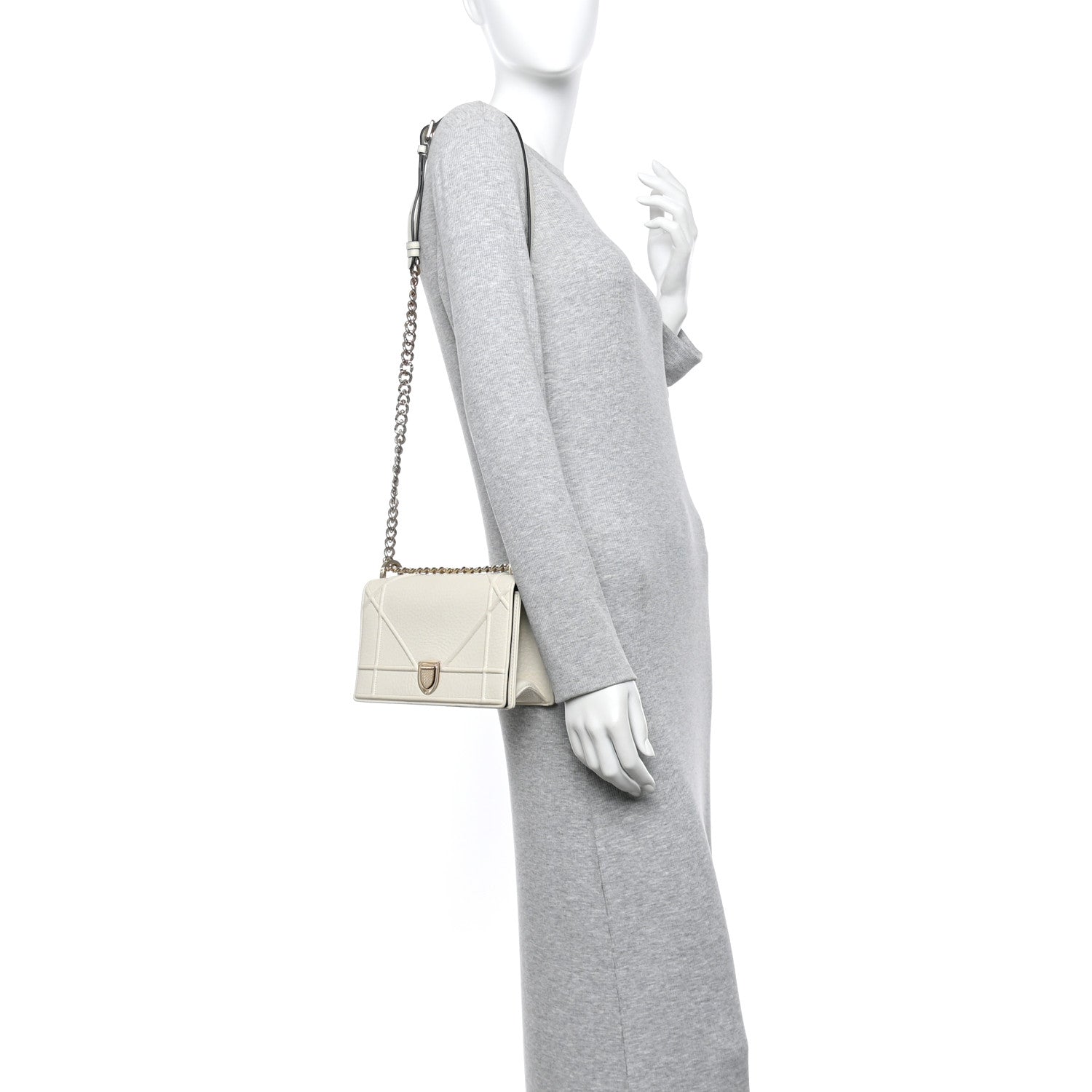 Calfskin Small Diorama Flap Bag Off White