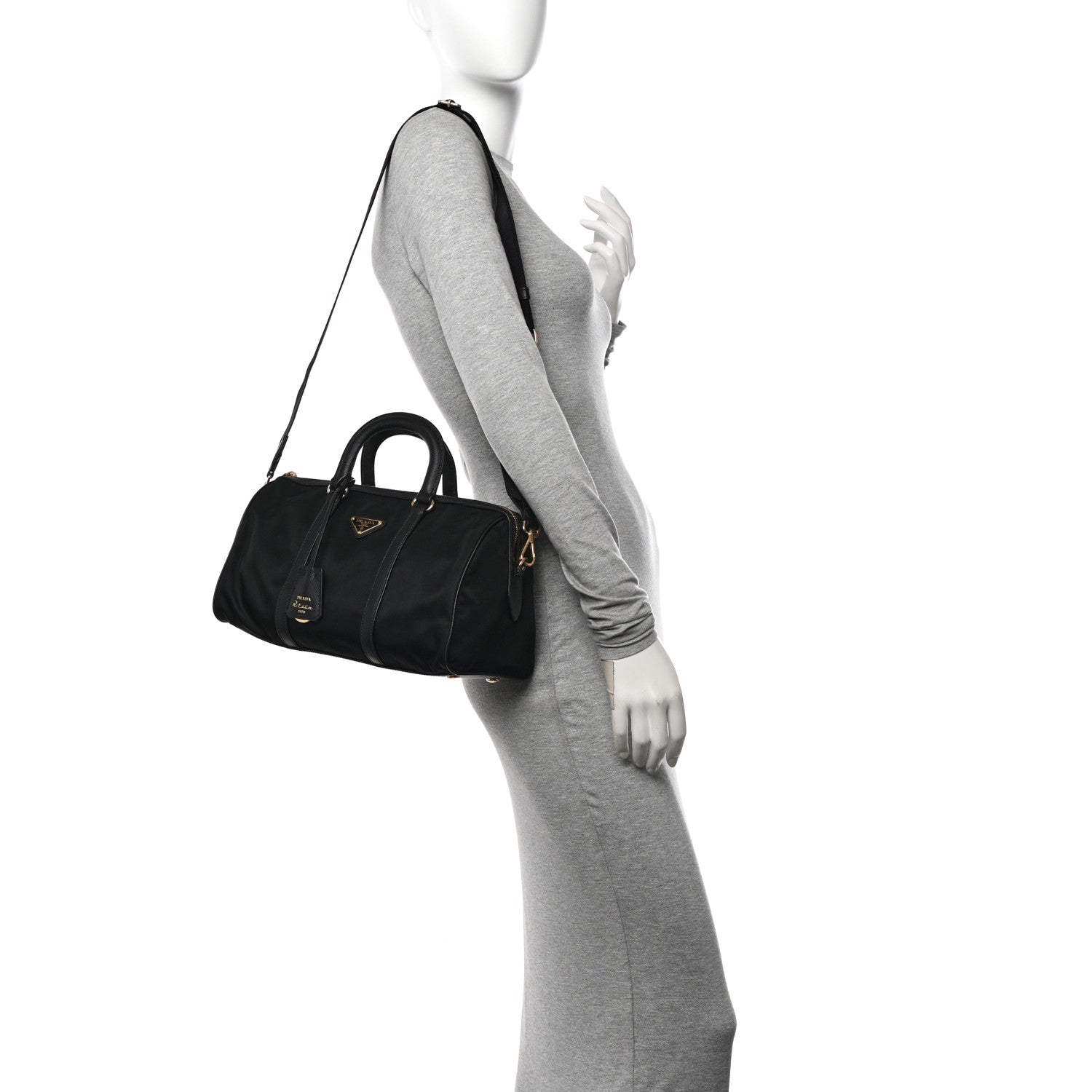 Re-Nylon Saffiano Medium Re-Edition 1978 Top Handle Bag Black