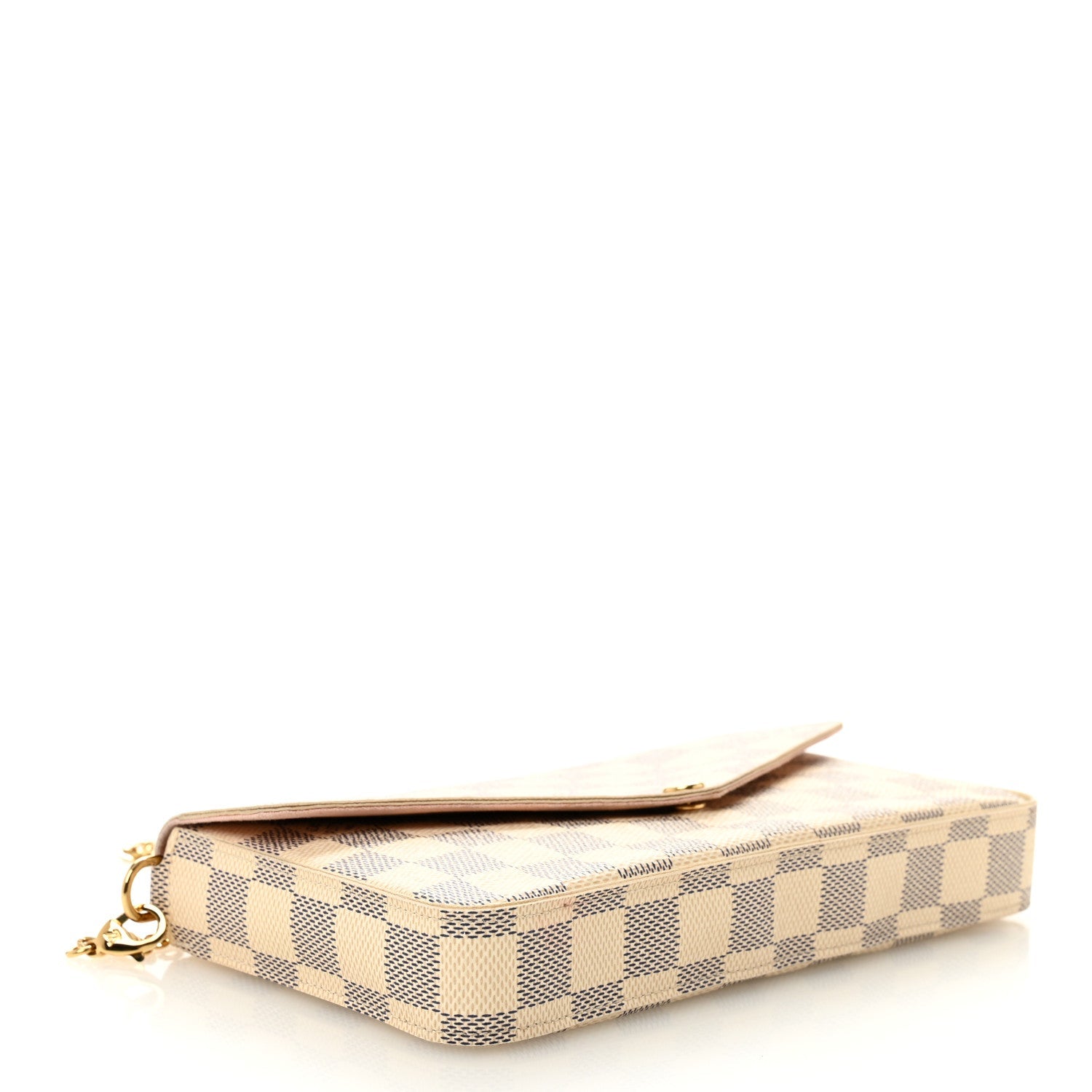 Damier Azur Pochette Felicie Chain Wallet Rose Ballerine