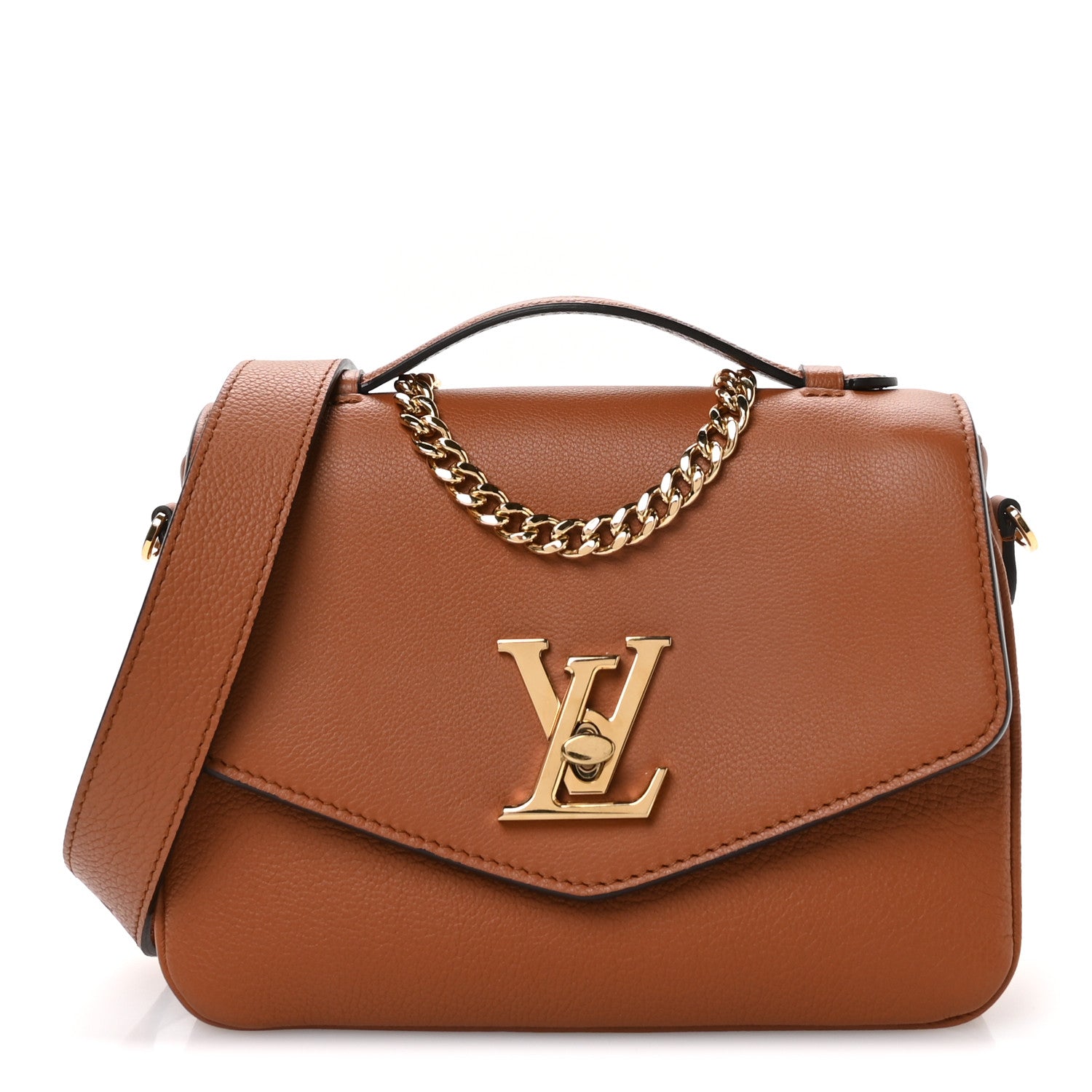 Grained Calfskin Lockme Oxford Cognac