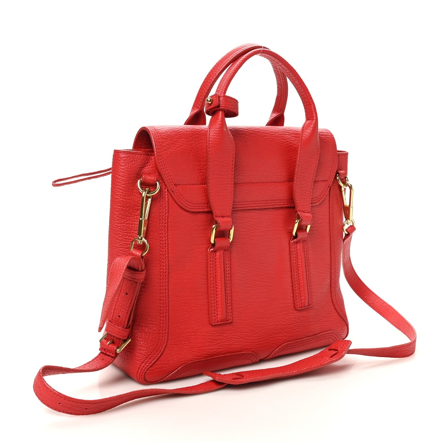 Textured Calfskin Medium Pashli Satchel Red