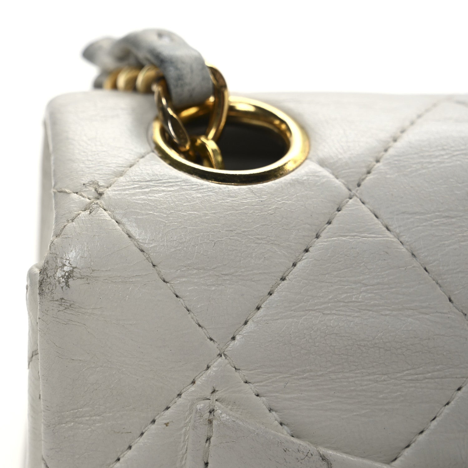 Lambskin Quilted Mini Square Flap White