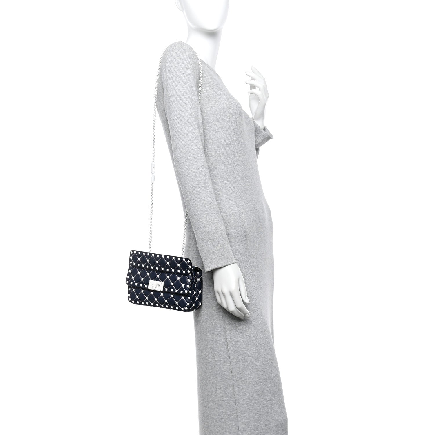 Nappa Small Free Rockstud Spike Shoulder Bag Marine