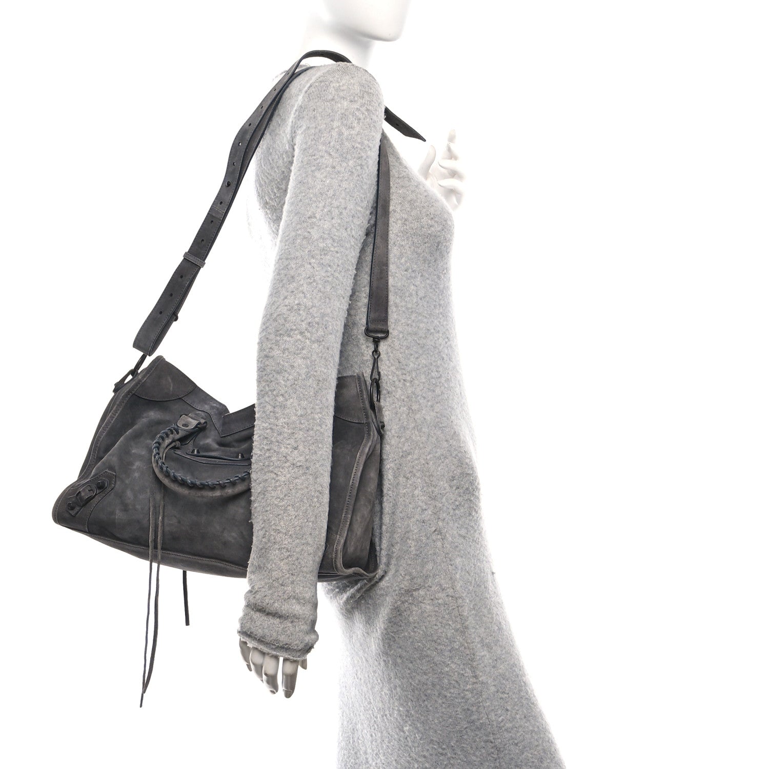 Suede Calfskin Classic Hardware Medium Le City Storm Grey