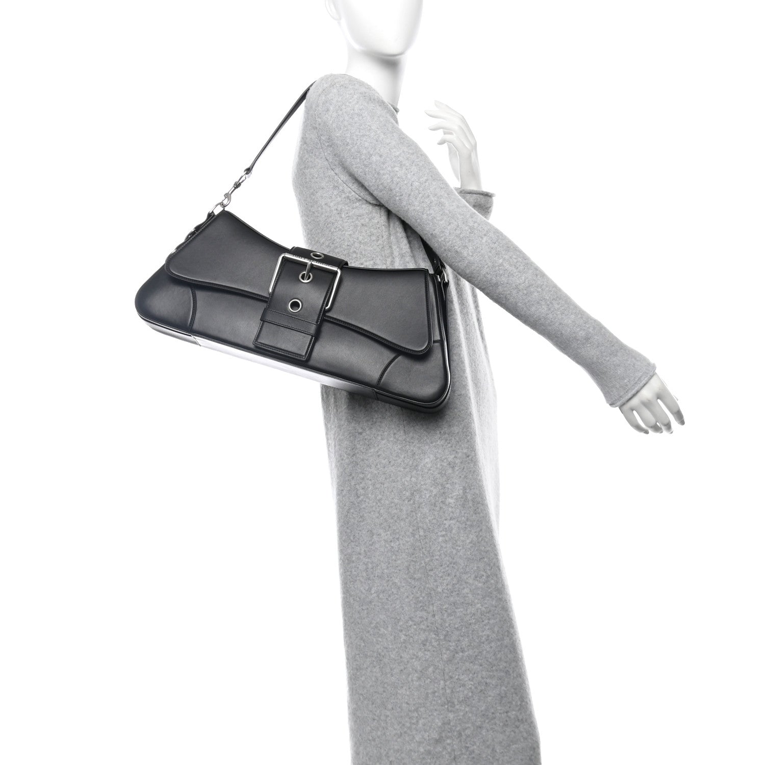 Smooth Calfskin Large Lindsay Shoulder Bag Black