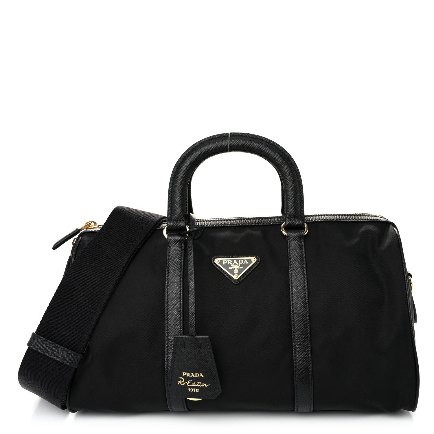 Re-Nylon Saffiano Medium Re-Edition 1978 Top Handle Bag Black