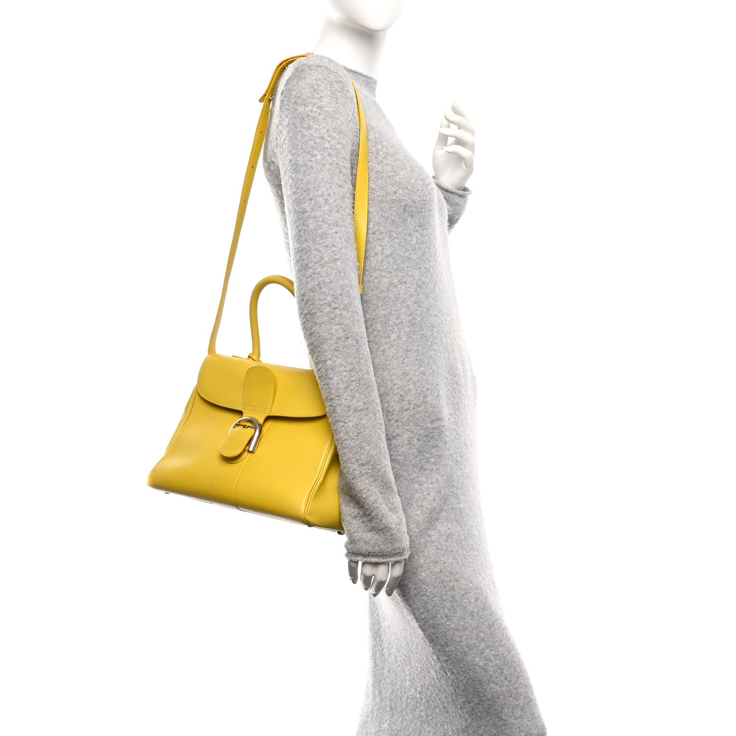 Grained Calfskin MM Brillant Satchel Yellow
