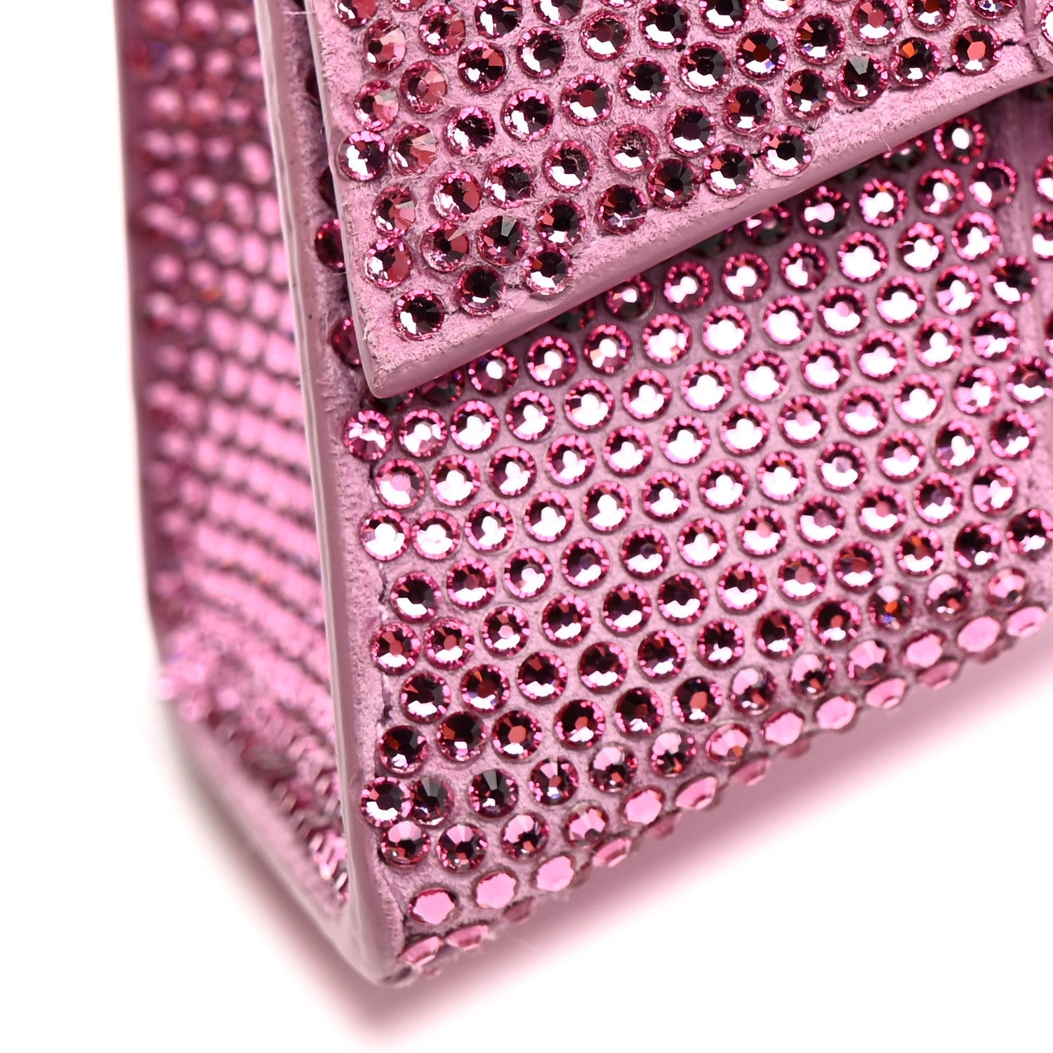 Strass Suede Hourglass Top Handle Bag XS Pink