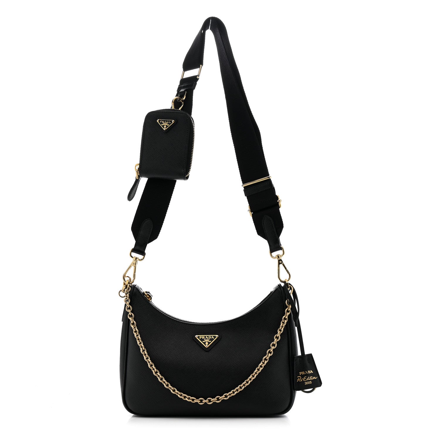 Saffiano Lux Re-Edition 2005 Shoulder Bag Black