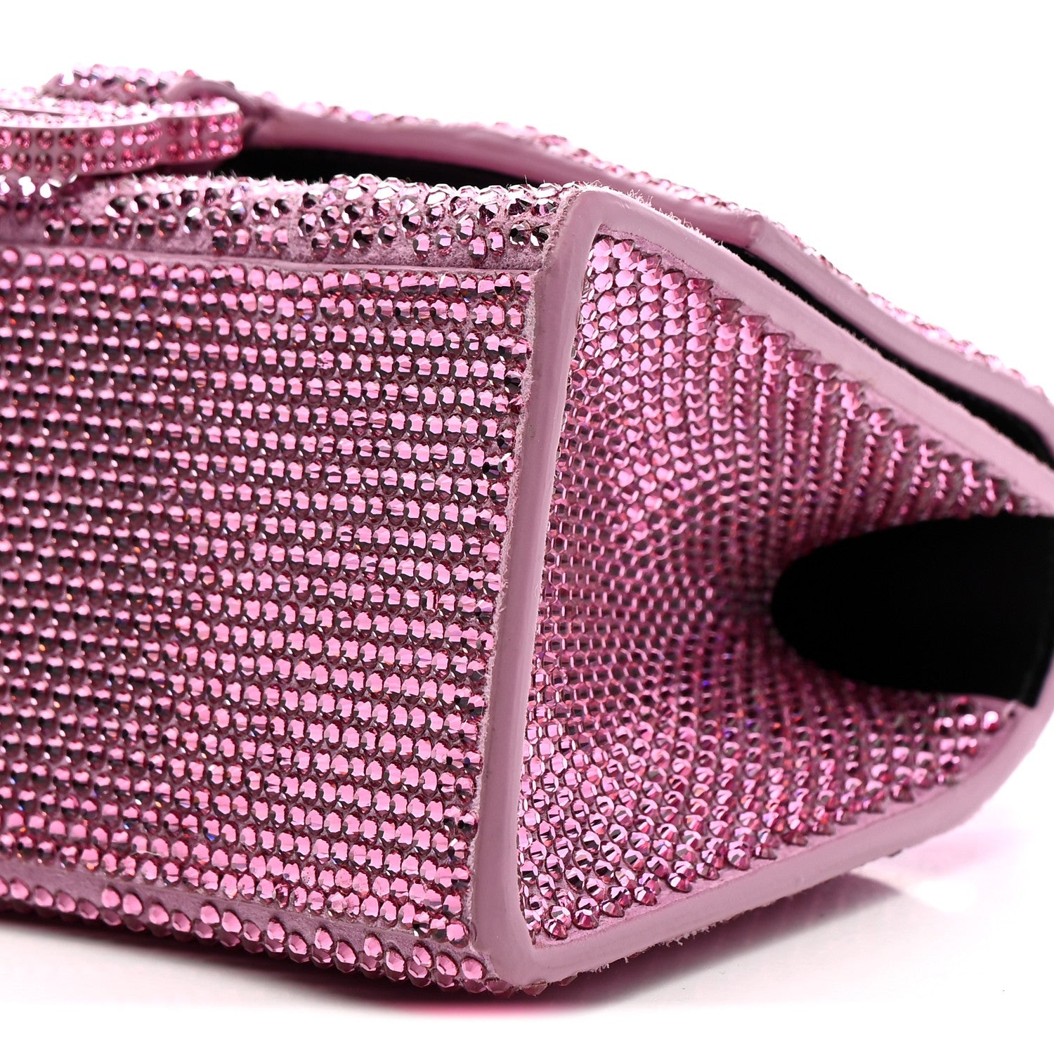 Strass Suede Hourglass Top Handle Bag XS Pink