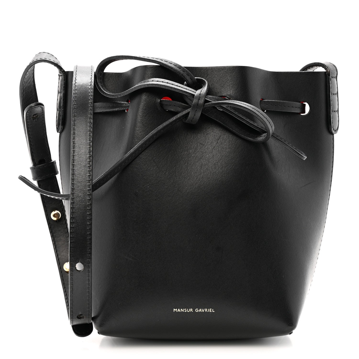 Vegetable Tanned Calfskin Mini Mini Bucket Bag Black Flamma