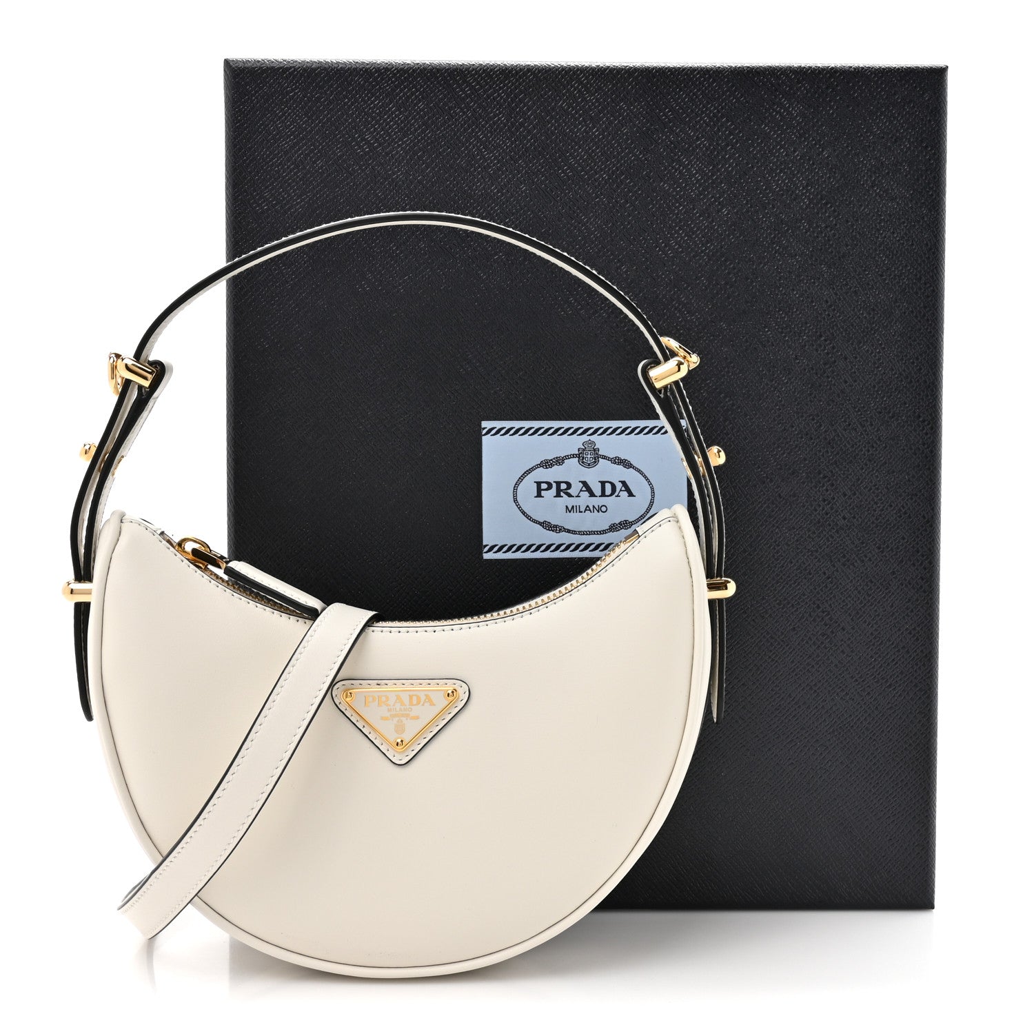 Soft Calfskin Small Arque Shoulder Bag White