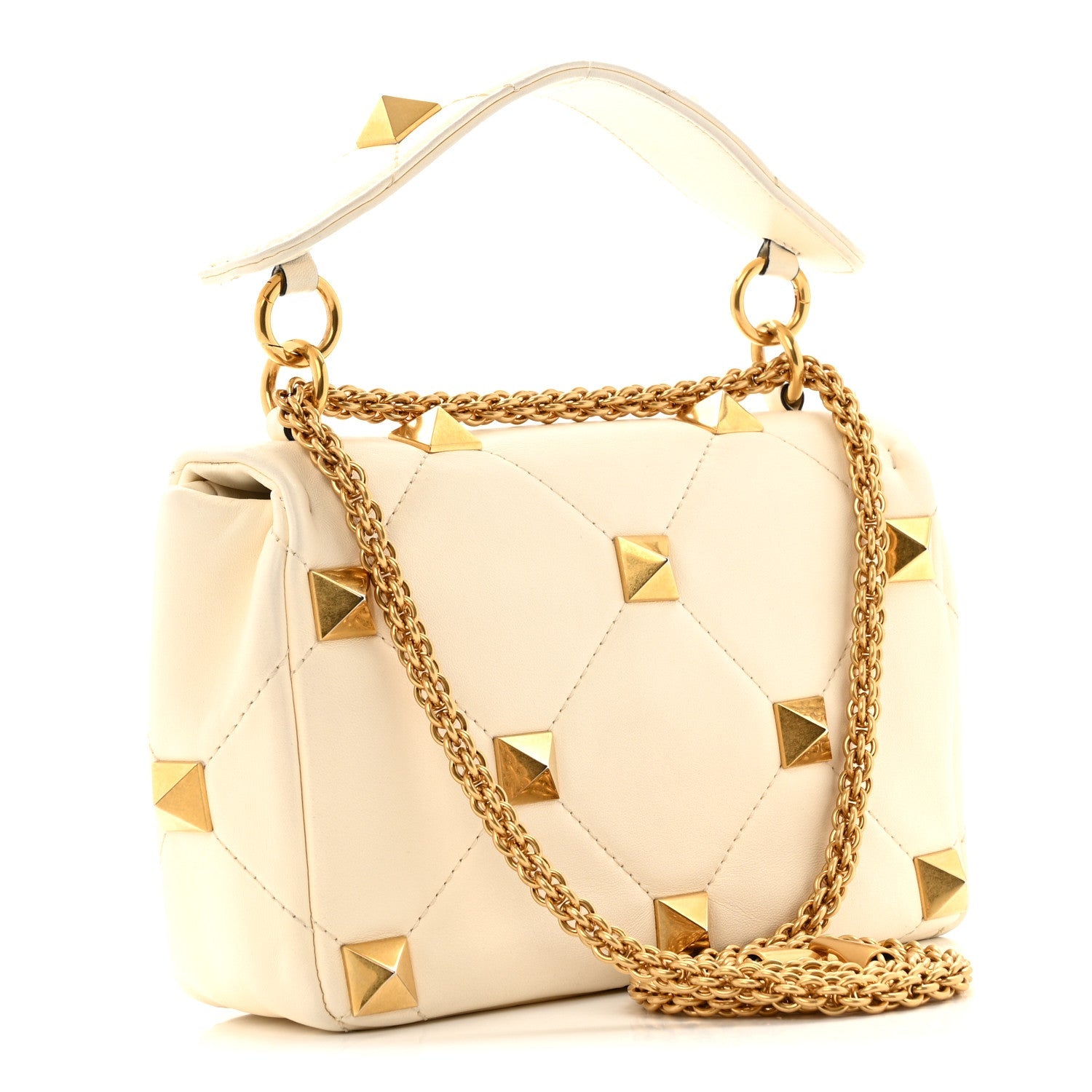 Nappa Medium Roman Stud Shoulder Bag Ivory