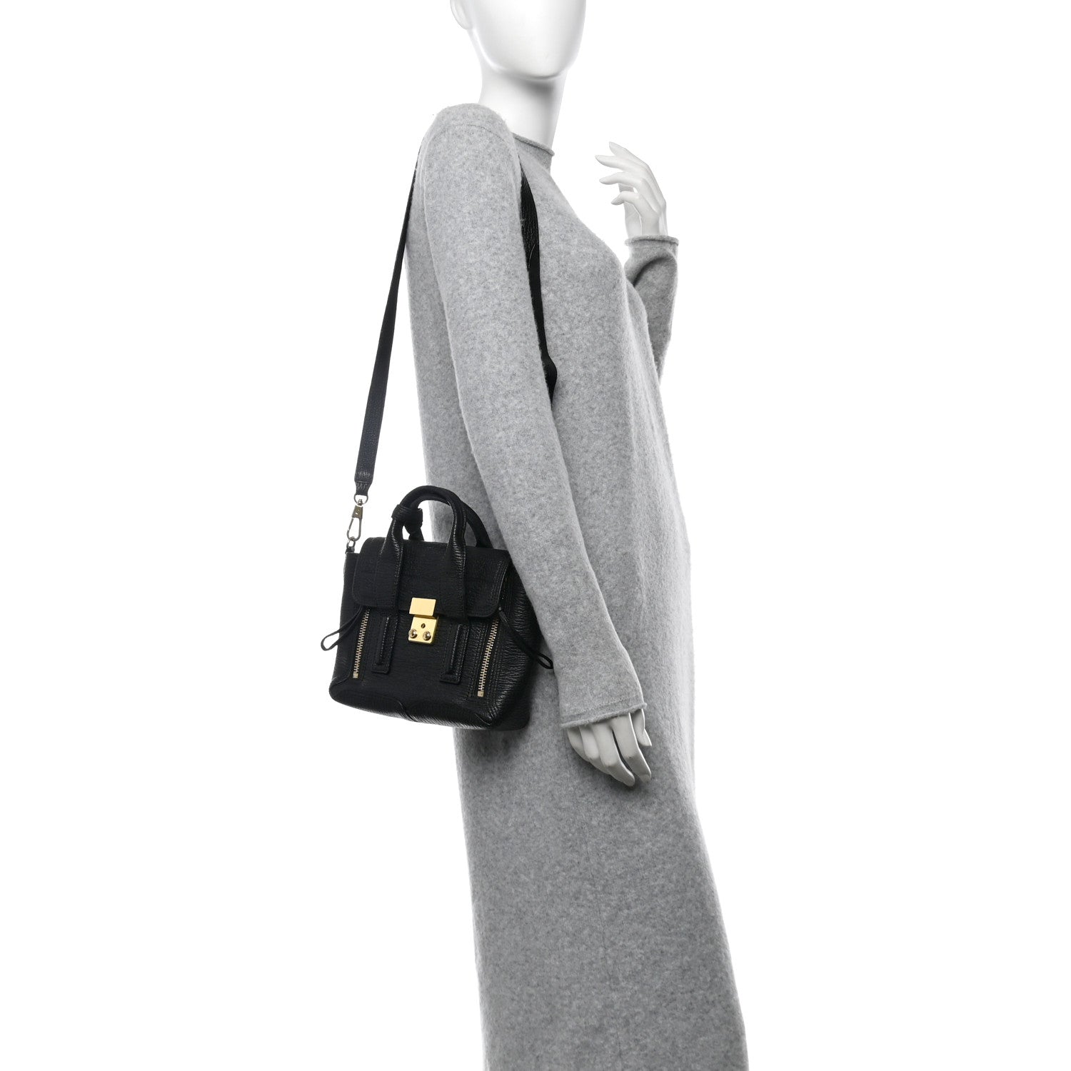 Textured Calfskin Mini Pashli Satchel Black