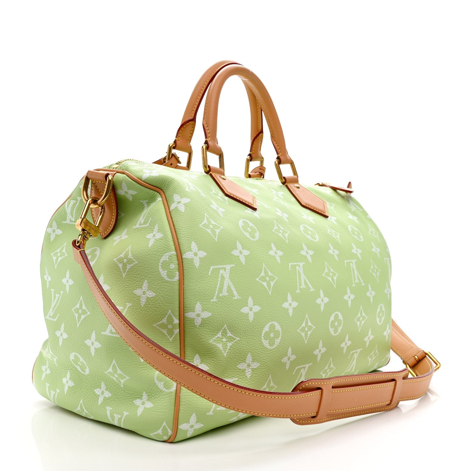 Calfskin Monogram Speedy P9 Bandouliere 40 Frozen Lime