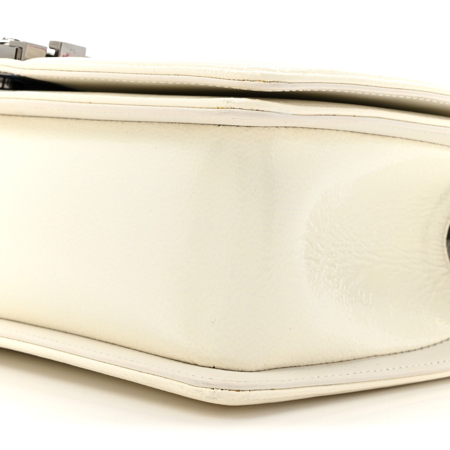 Patent Tweed Medium Boy Flap White