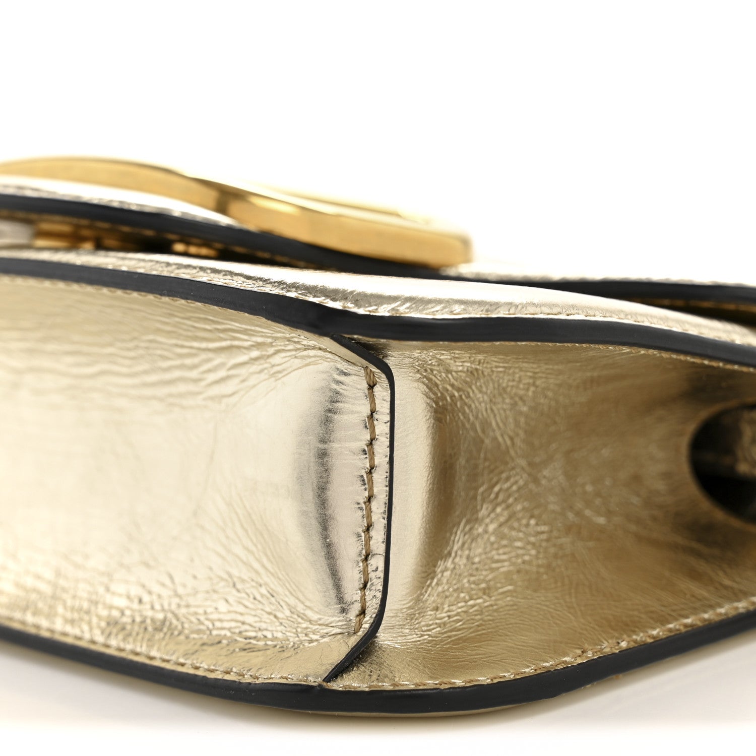 Metallic Crackle Effect Calfskin Vlogo Small Loco Shoulder Bag Platino