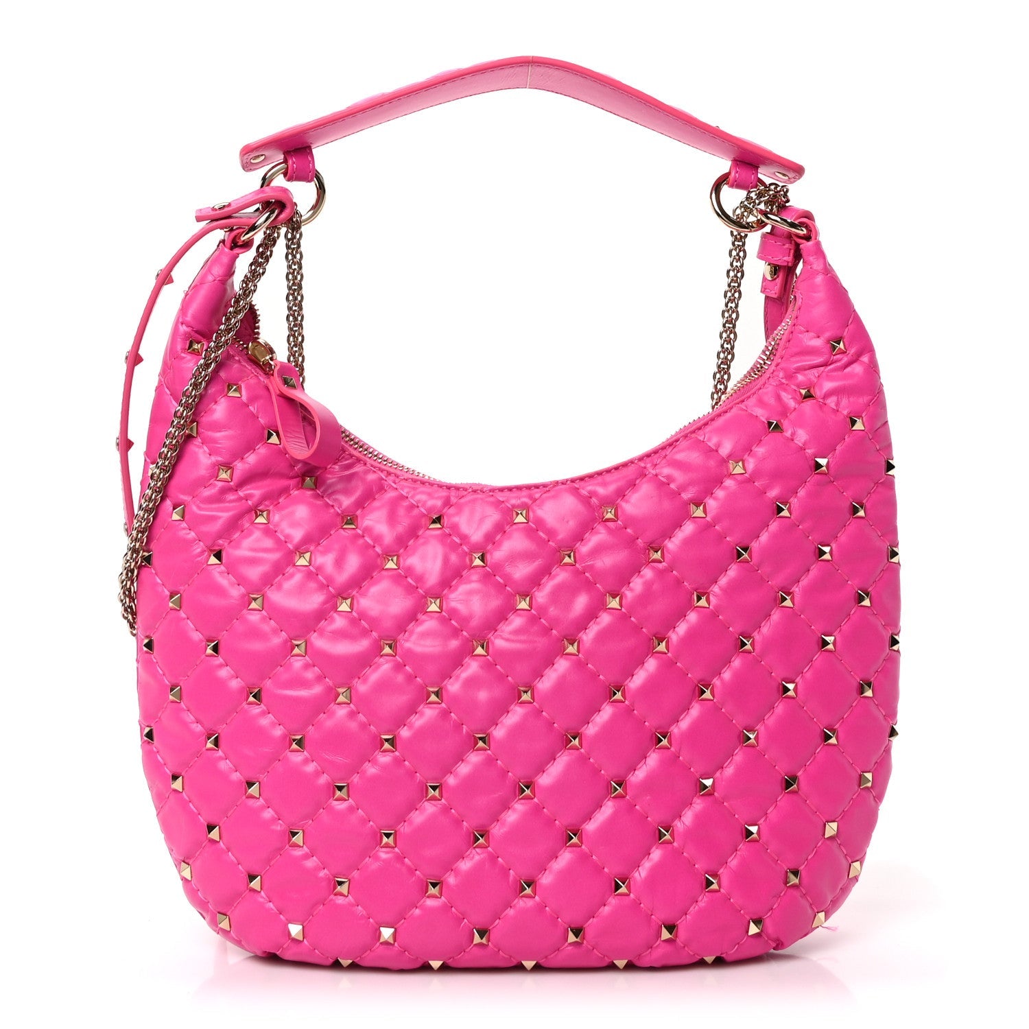 Nappa Small Rockstud Spike Hobo Fuxia