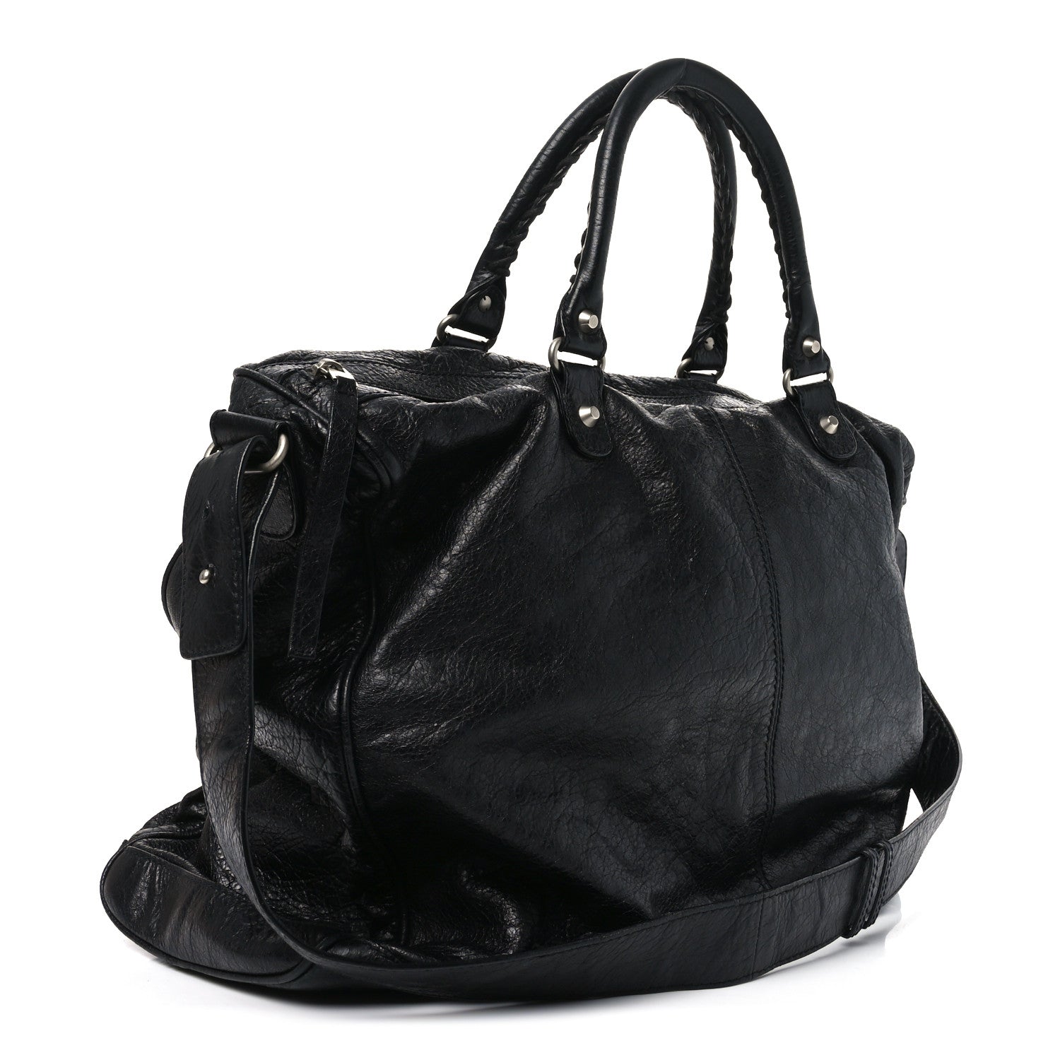Agneau Classic Silver Hardware Weekender Black