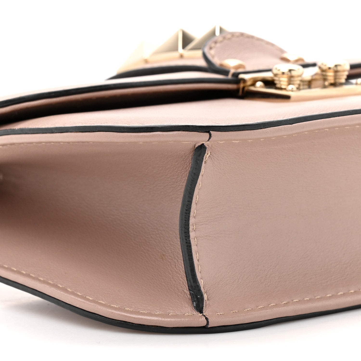 Vitello Small Glam Lock Rockstud Flap Poudre