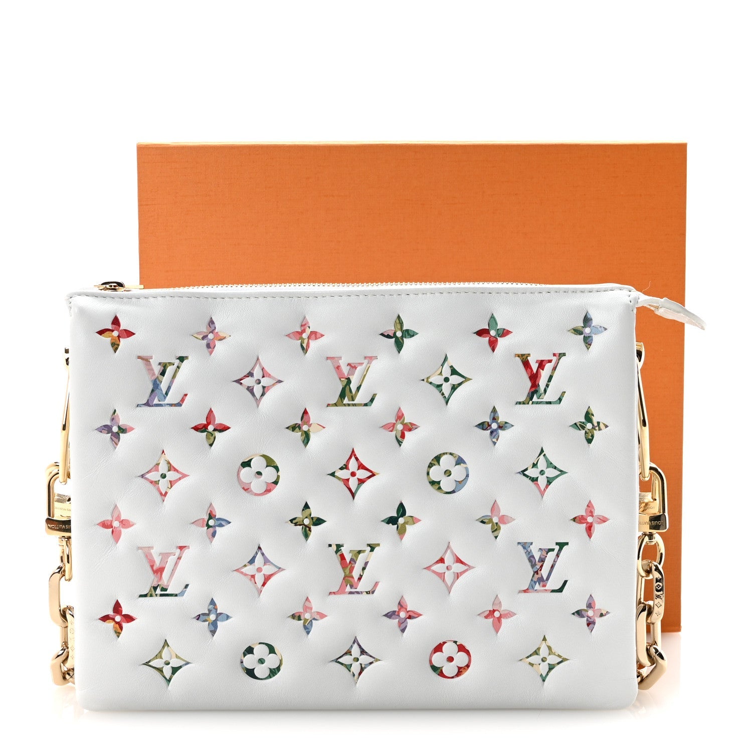 Lambskin Embossed Monogram LV Garden Coussin PM Cream