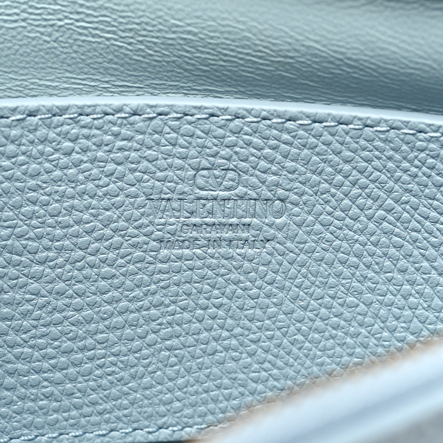 Grainy Calfskin Mini Vlogo Signature Hobo Bag Light Blue