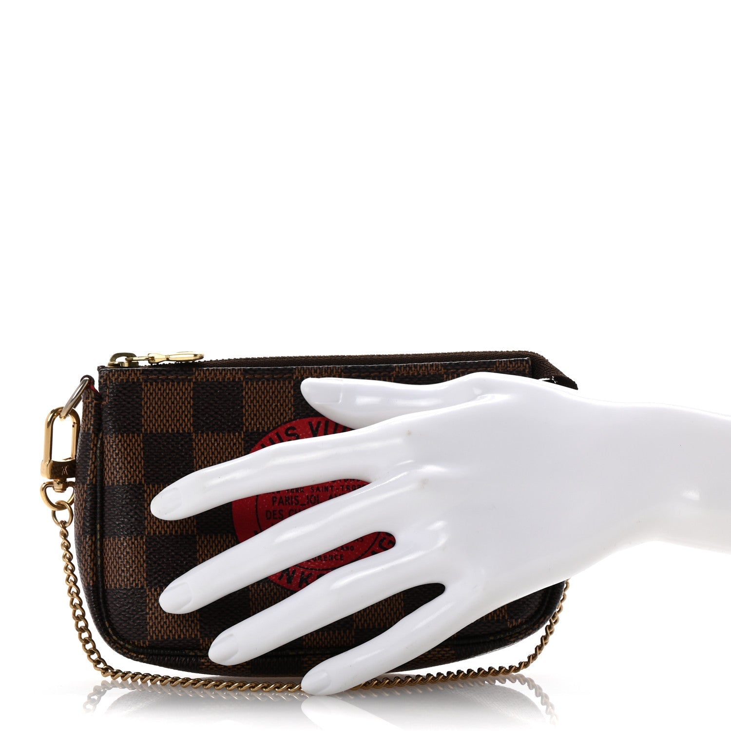 Damier Ebene Complice Trunks and Bags Mini Pochette Accessories Red