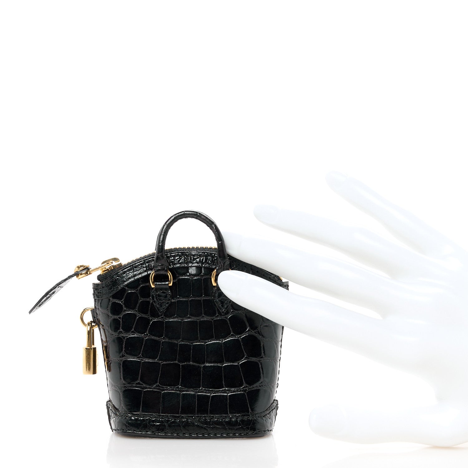 Alligator Mini Lockit Bag Charm Black