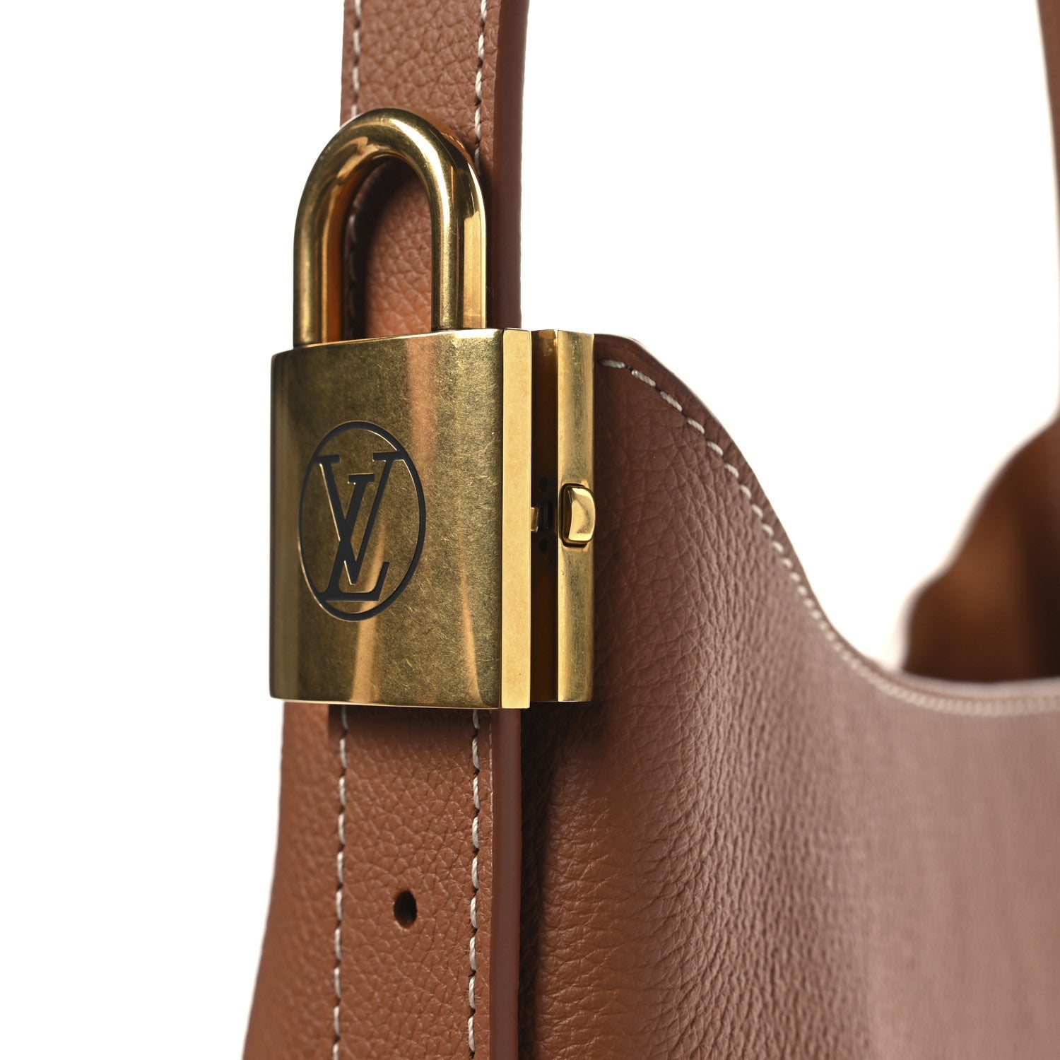 Grained Calfskin Low Key Hobo MM Cognac