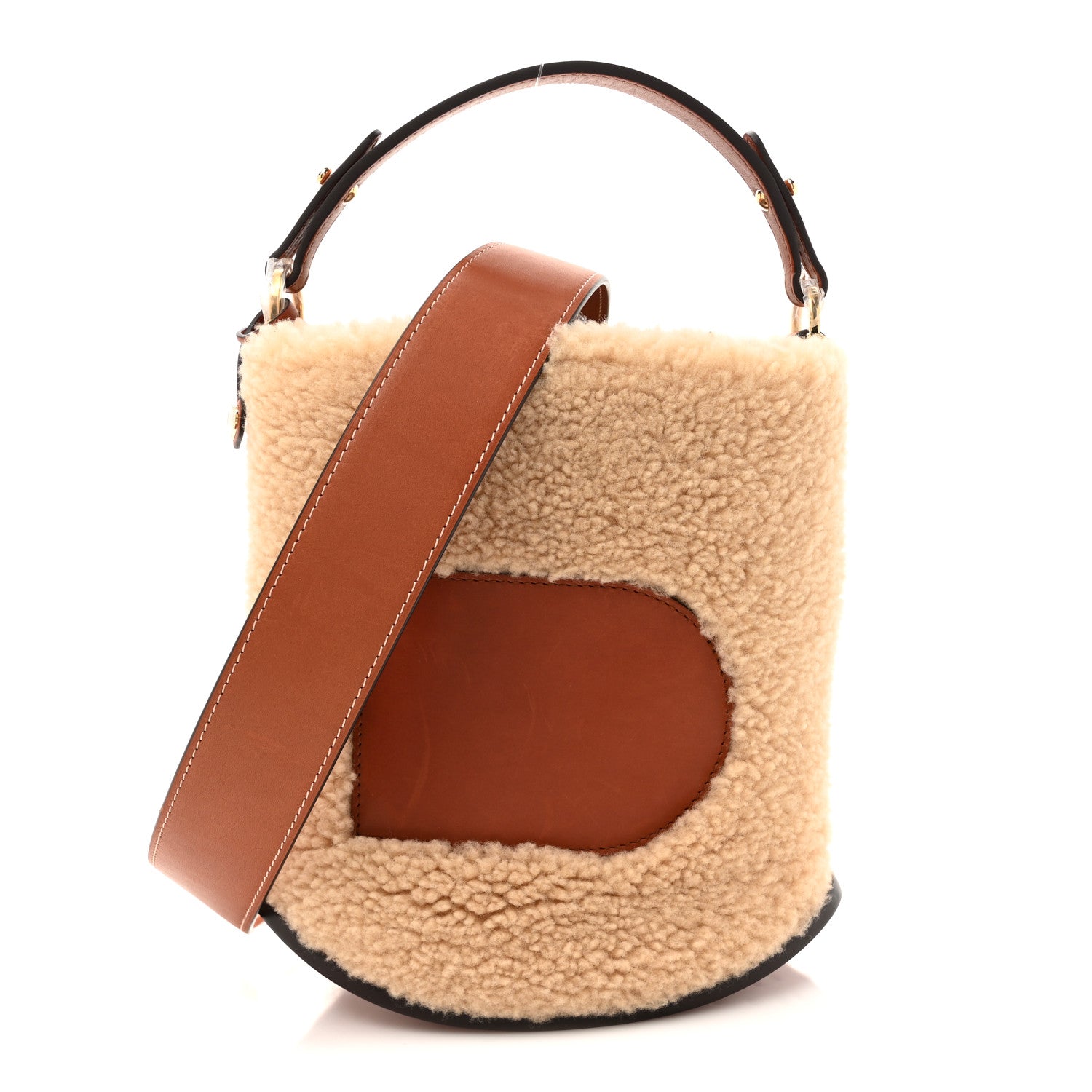 Teddy Calfskin Mini Pin Daily Surpique Bucket Natural