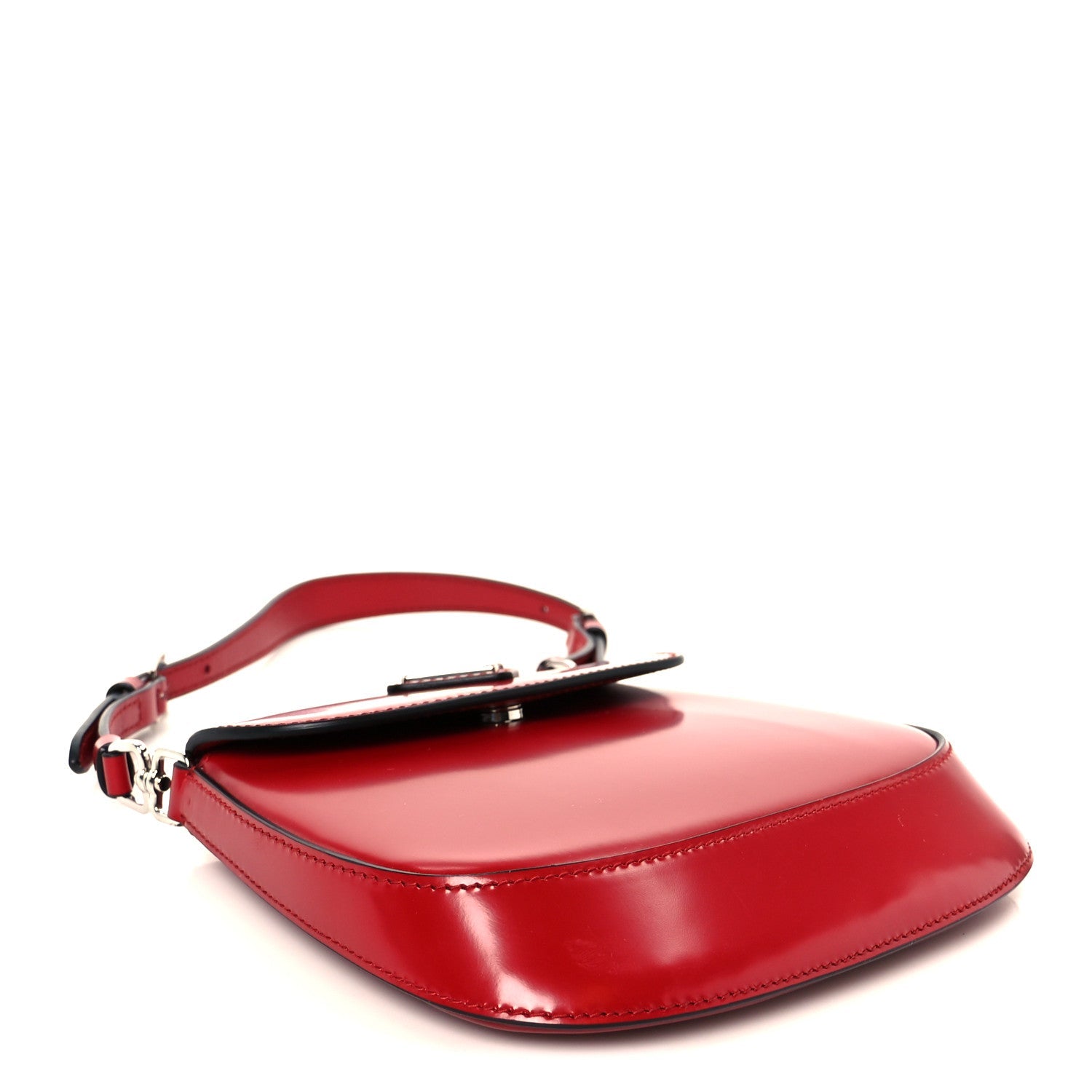 Spazzolato Mini Cleo Flap Adjustable Strap Shoulder Bag Scarlatto Black