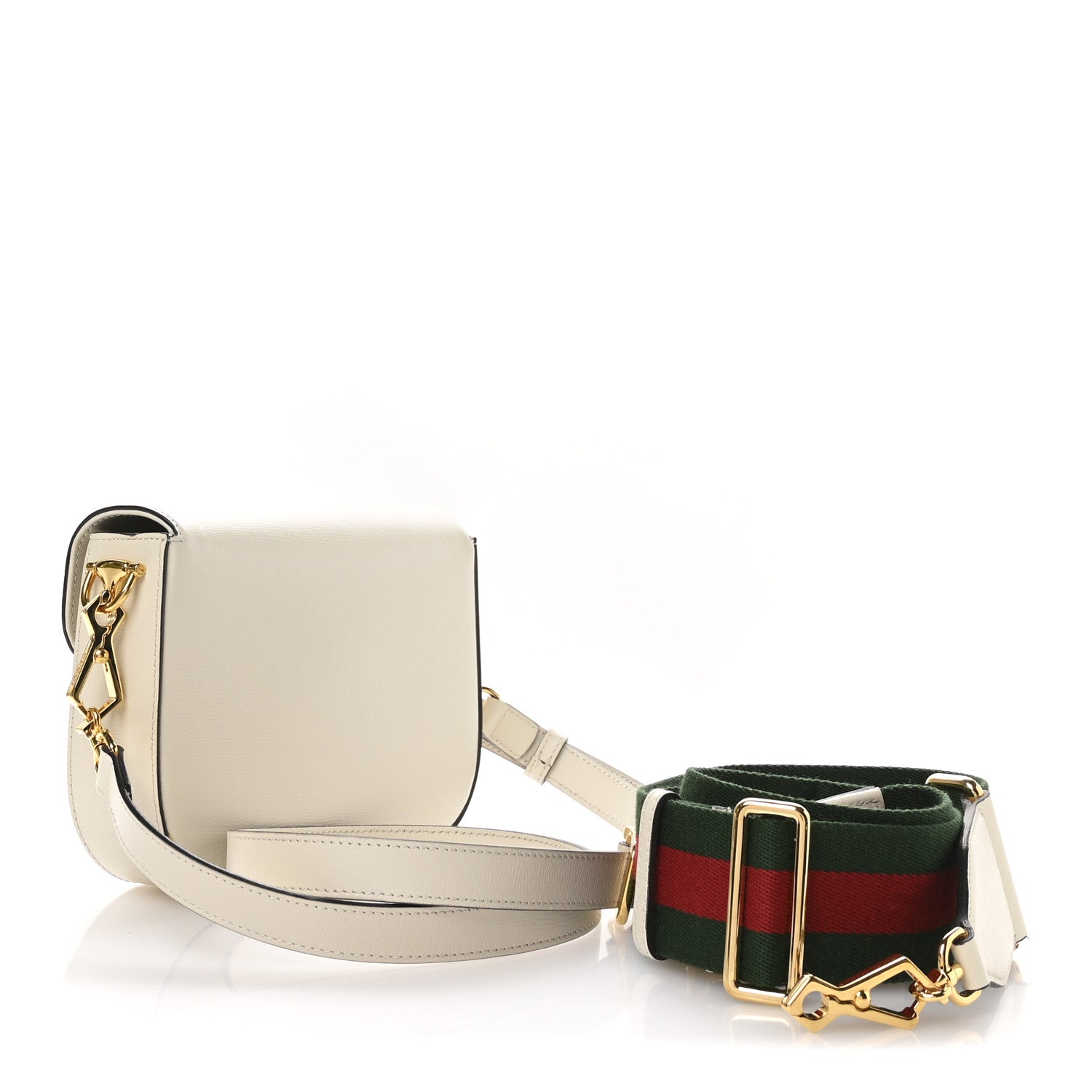 Azalea Calfskin Web Mini Horsebit 1955 Shoulder Bag Mystic White