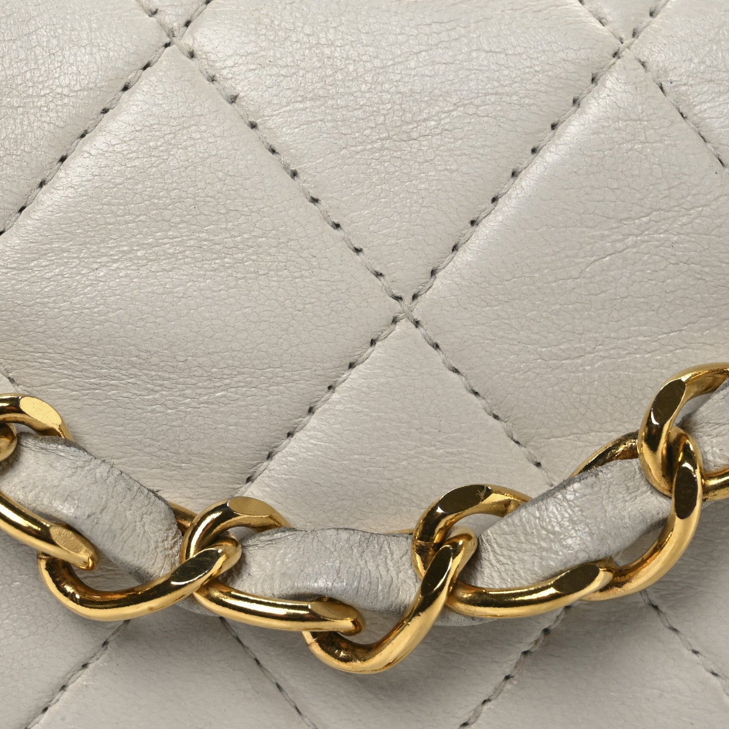Lambskin Quilted Mini Square Flap White