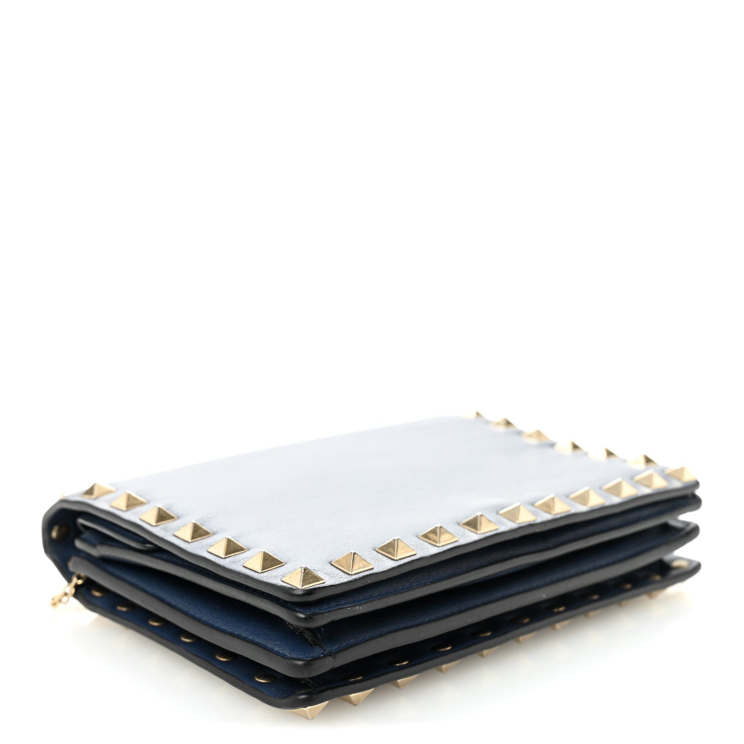 Calfskin Rockstud Wallet On Chain Marine