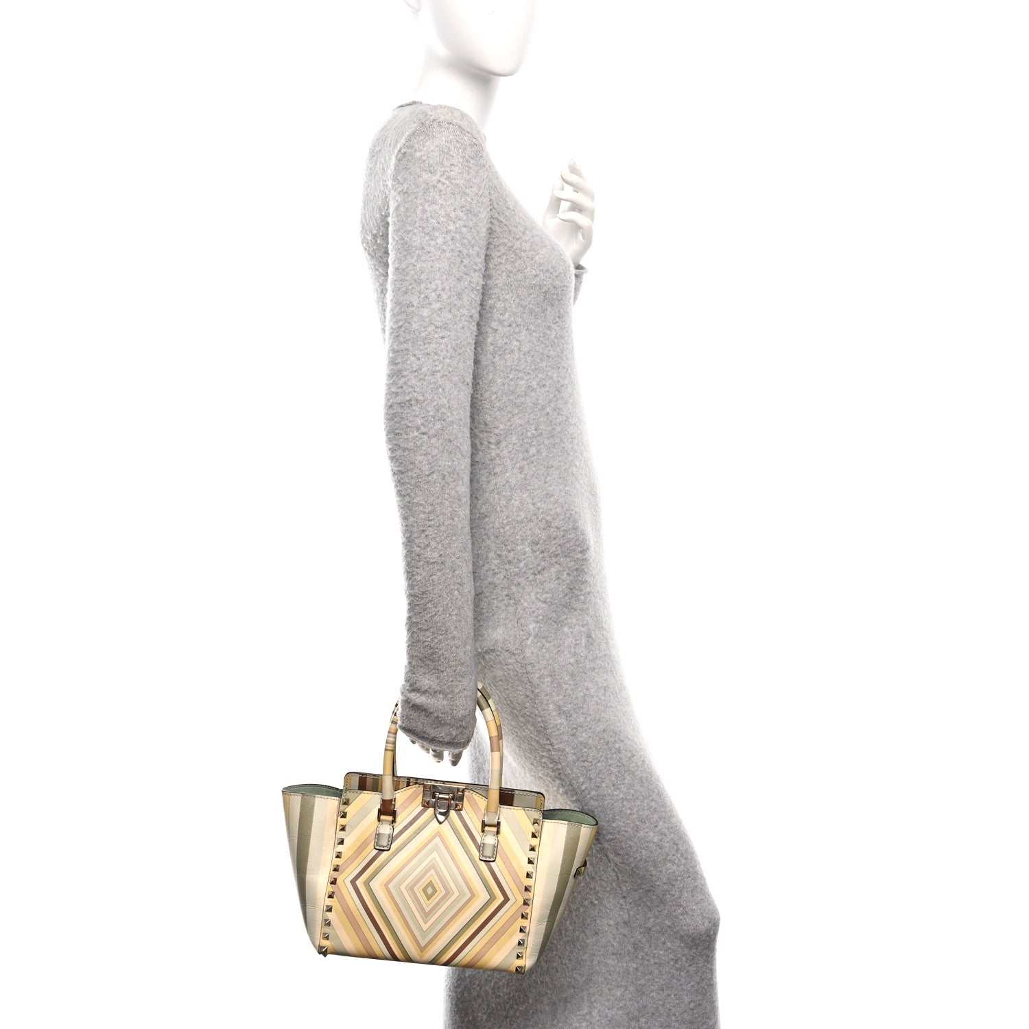 Vitello Native Couture 1975 Small Rockstud Double Handle Tote Multicolor