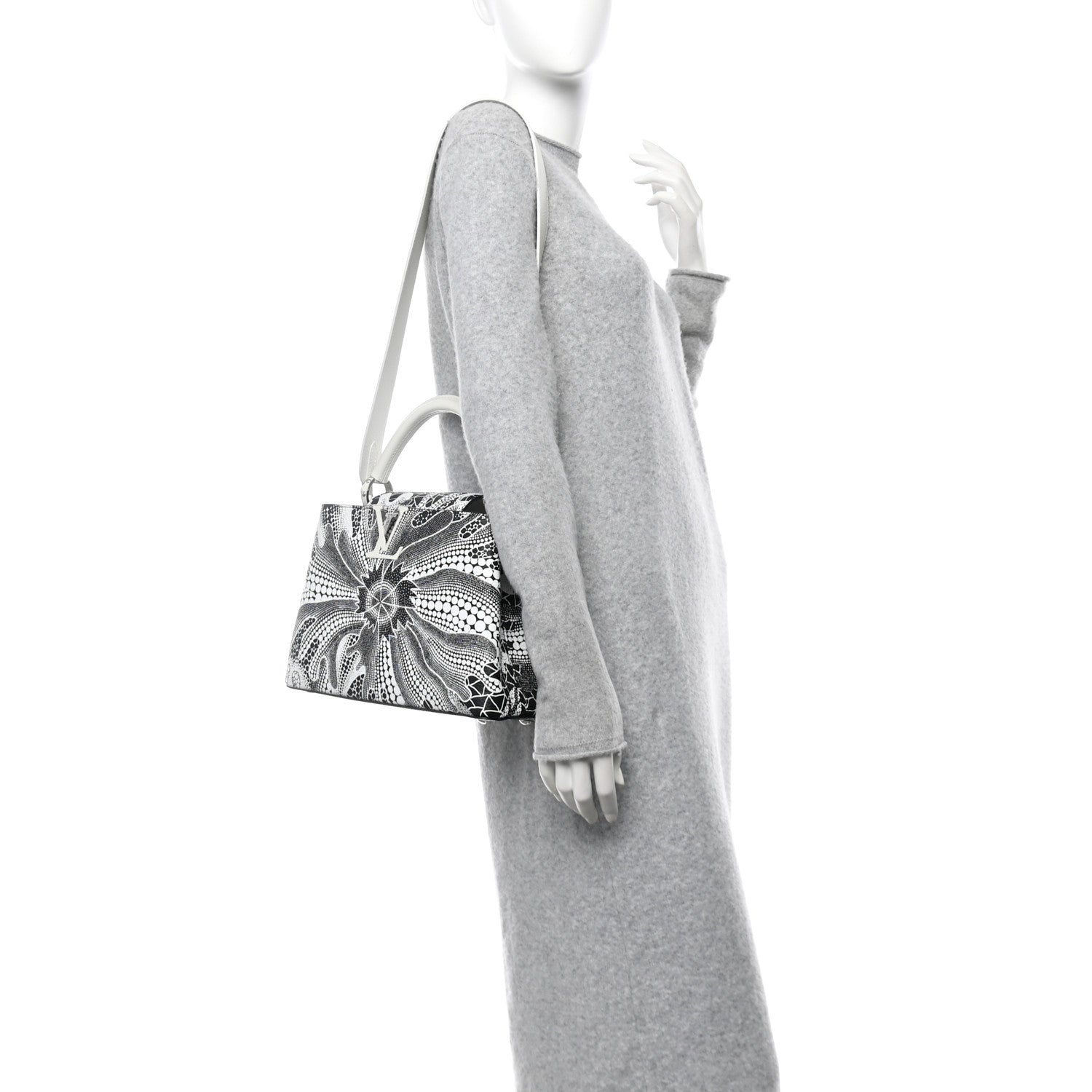 LV X YK Taurillon Psychedelic Capucines MM Black White