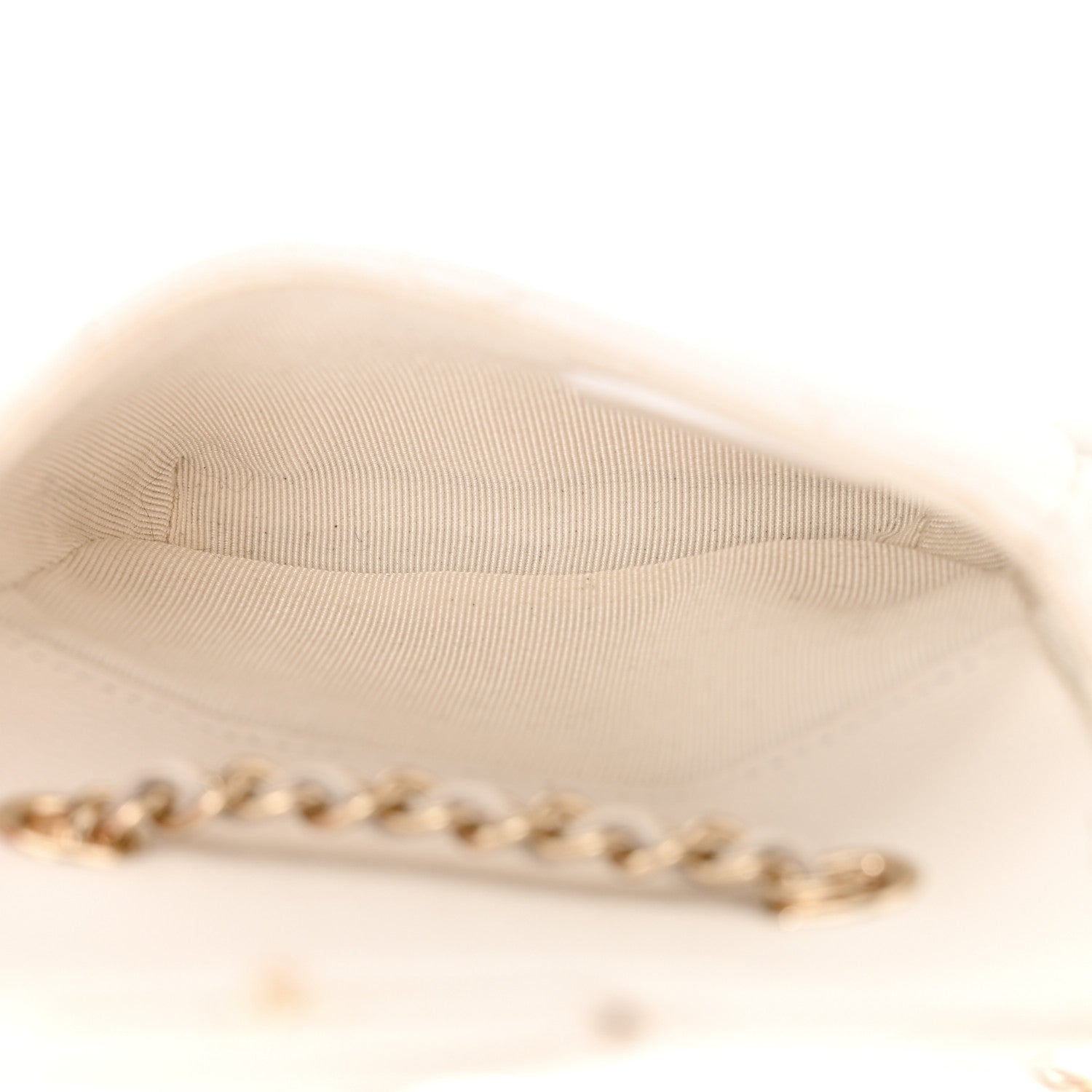 Caviar Quilted Mini Chain Belt Bag White