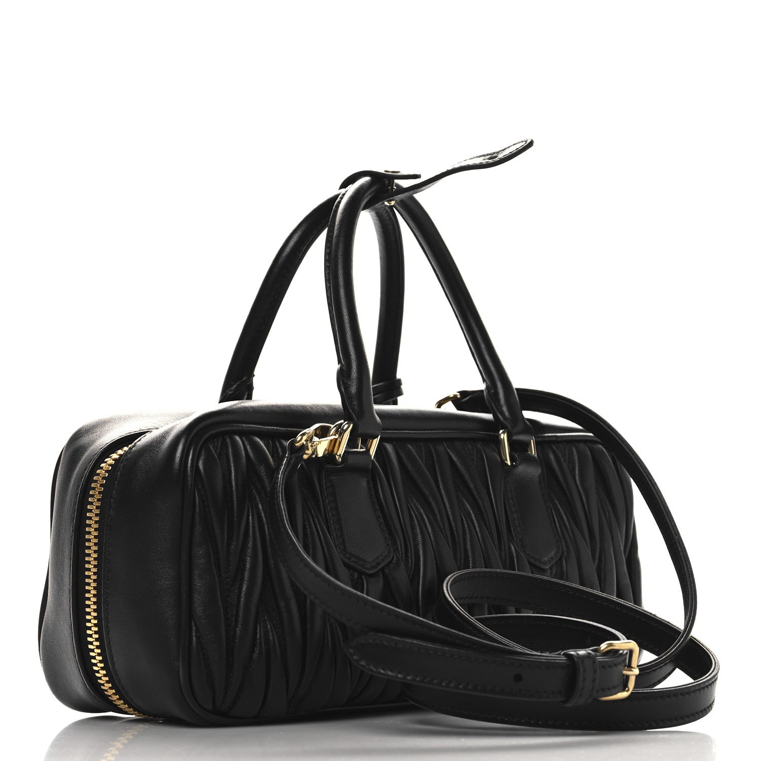 Nappa Matelasse Large Arcadie Top Handle Bag Black
