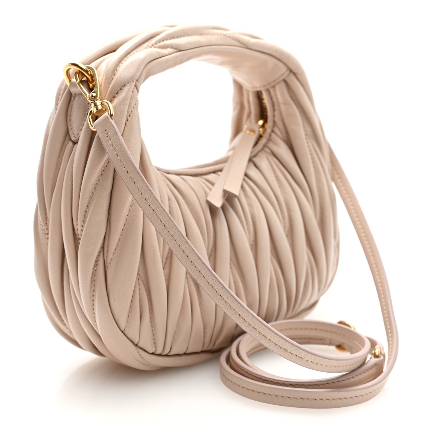 Nappa Matelasse Mini Wander Hobo Cipria