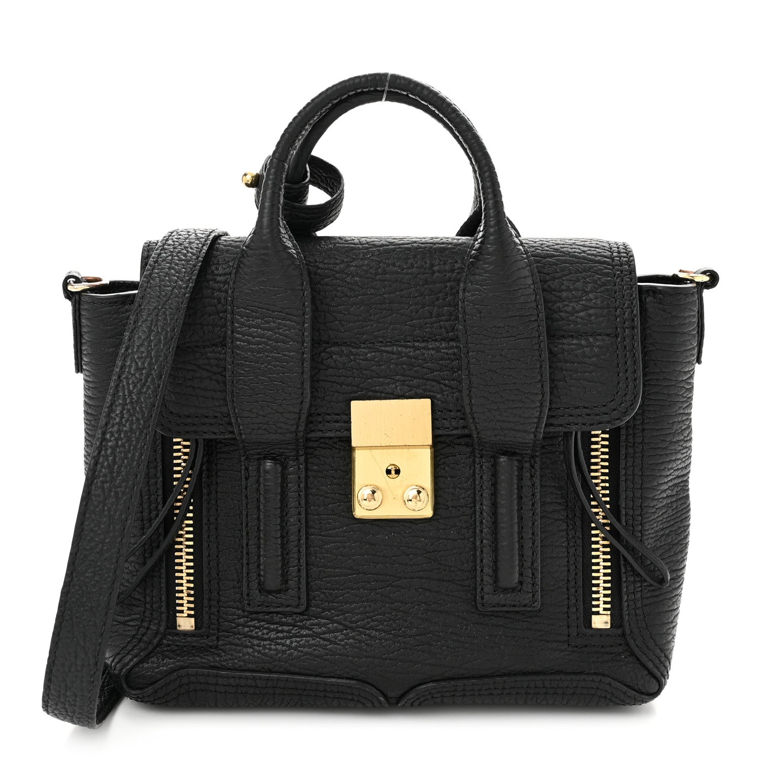 Textured Calfskin Mini Pashli Satchel Black