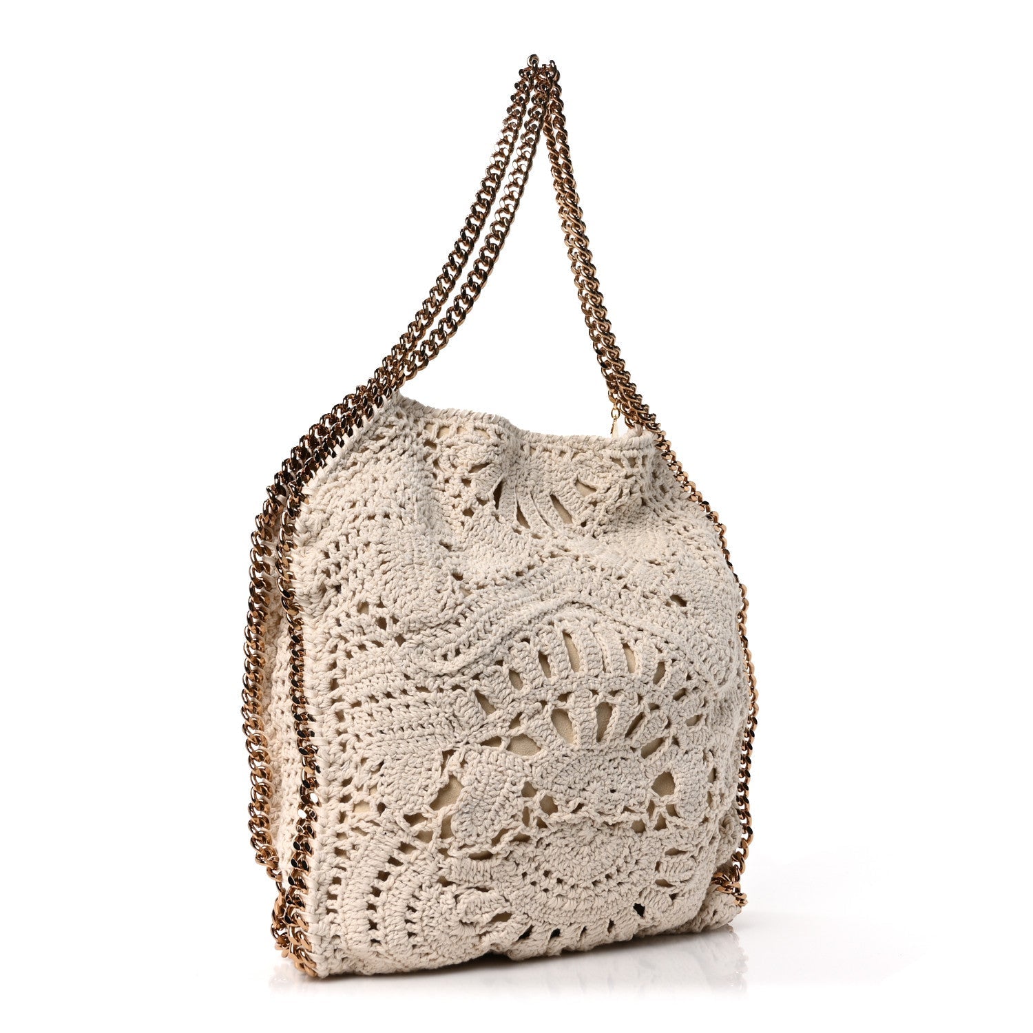 Cotton Crochet Falabella Ajouree Tote Bag White