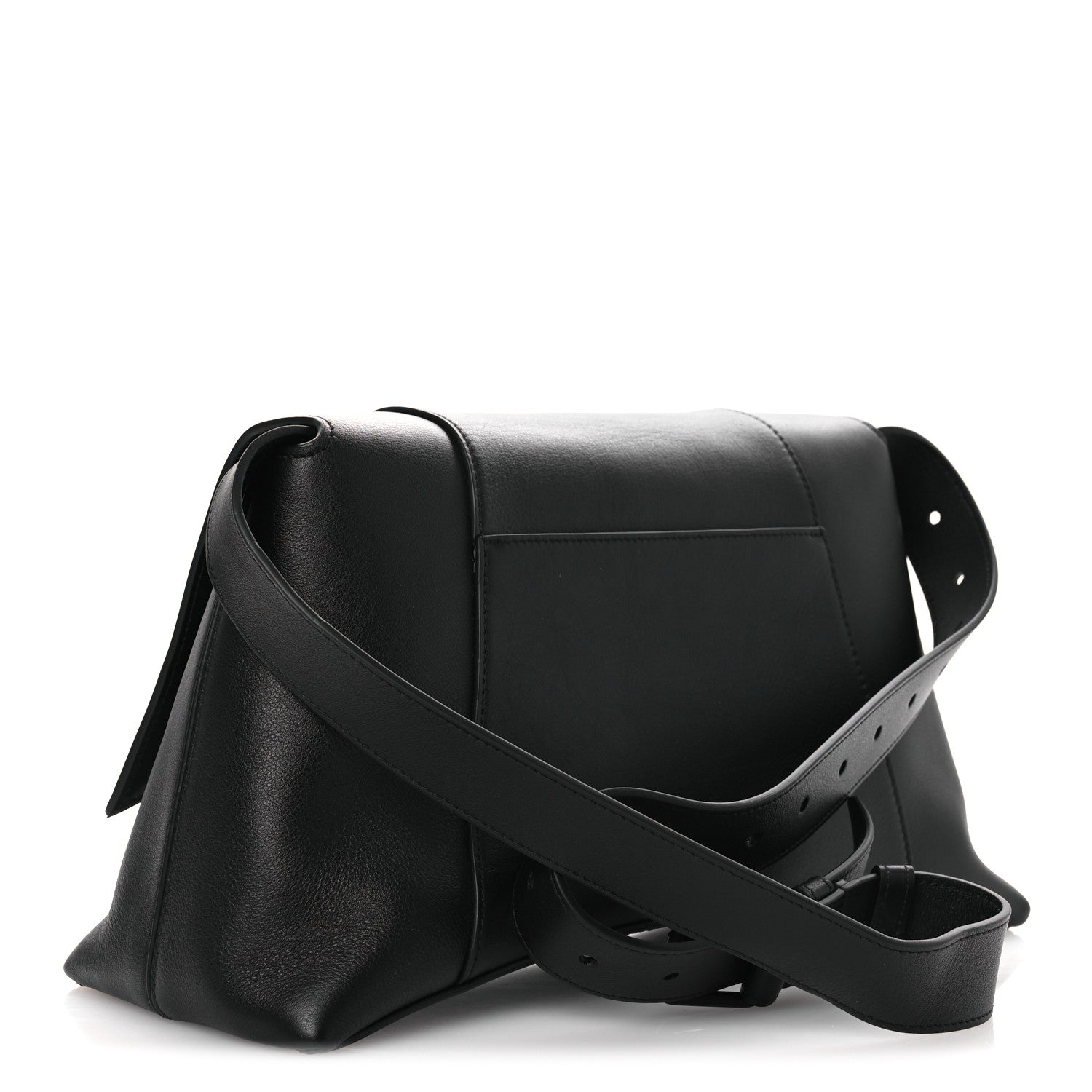 Semi Shiny Smooth Calfskin Monochrome M Downtown Shoulder Bag Black